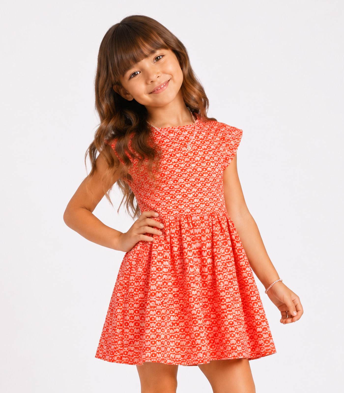 Vestido Infantil Feminino Jacquard Vegas Select Laranja