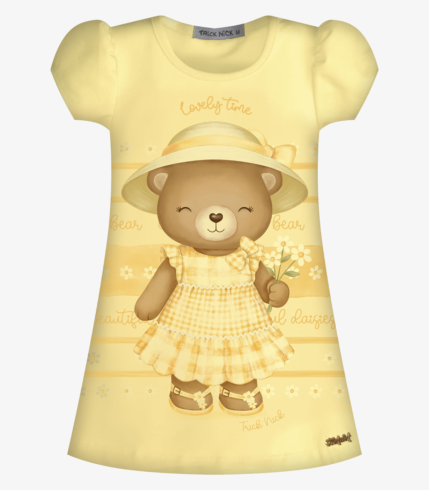 Vestido Infantil Feminino Com Estampa Trick Nick Amarelo