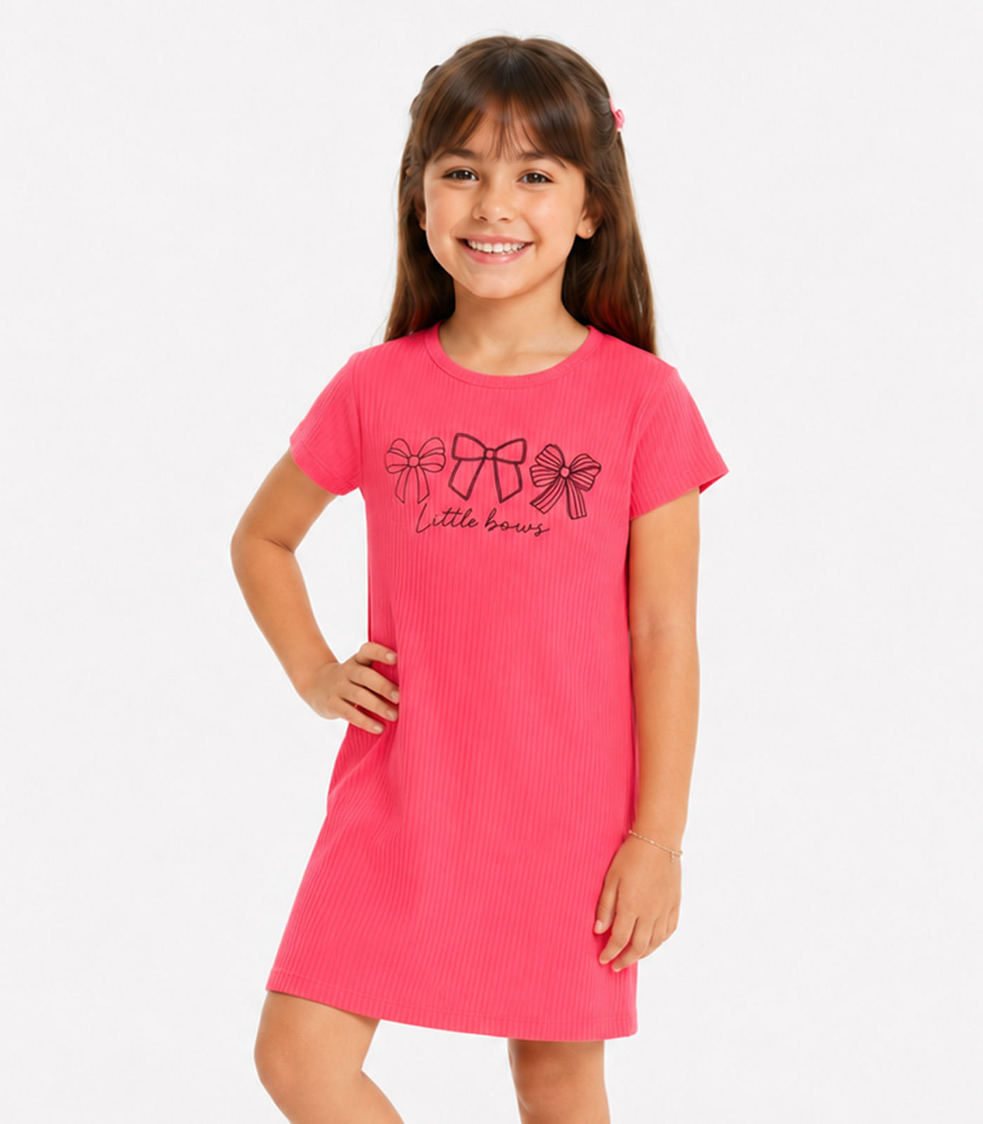 Vestido Infantil Ribana Canelada E Estampa Select Laranja
