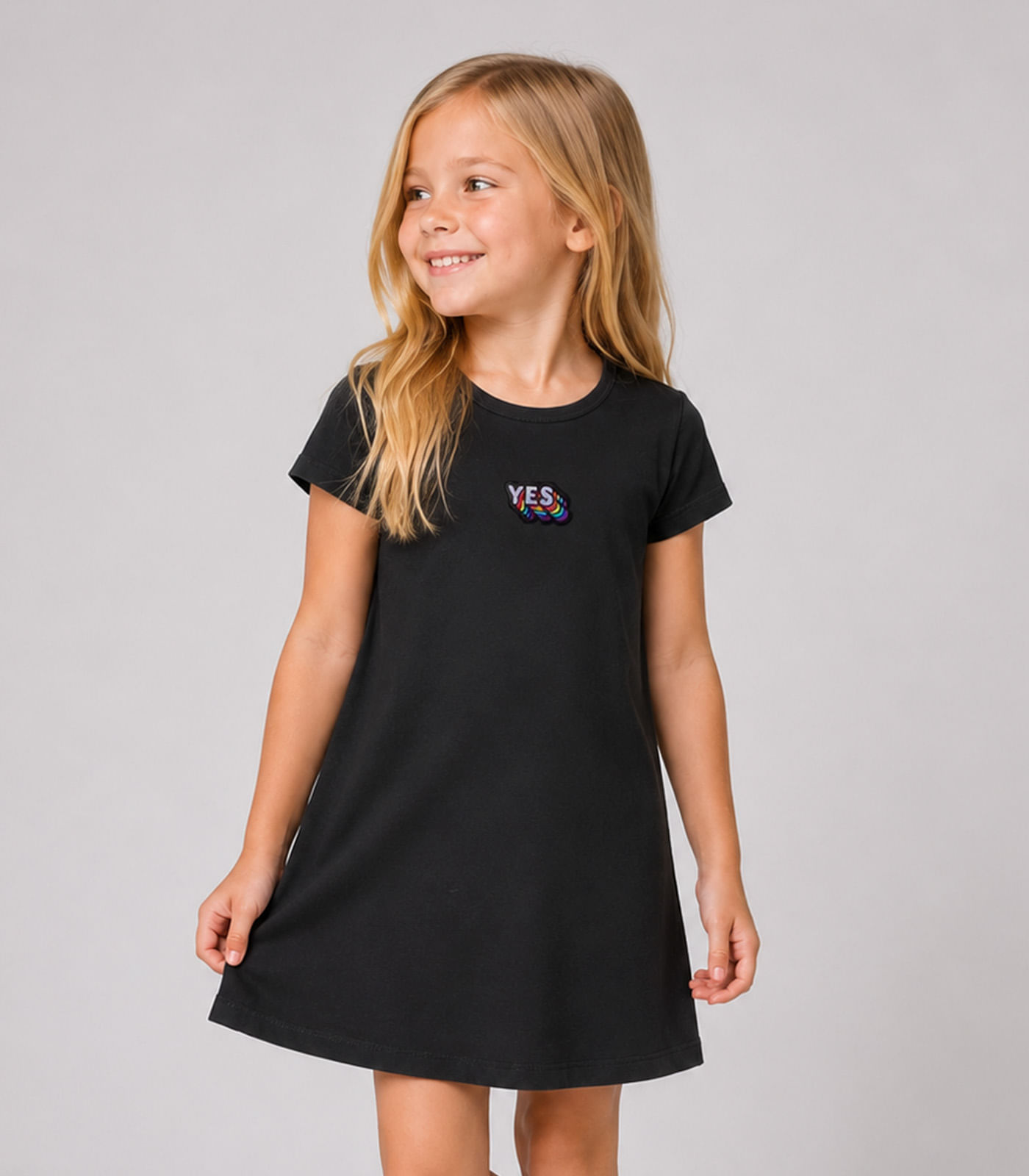 Vestido Feminino Infantil Cotton Penteado Select Preto
