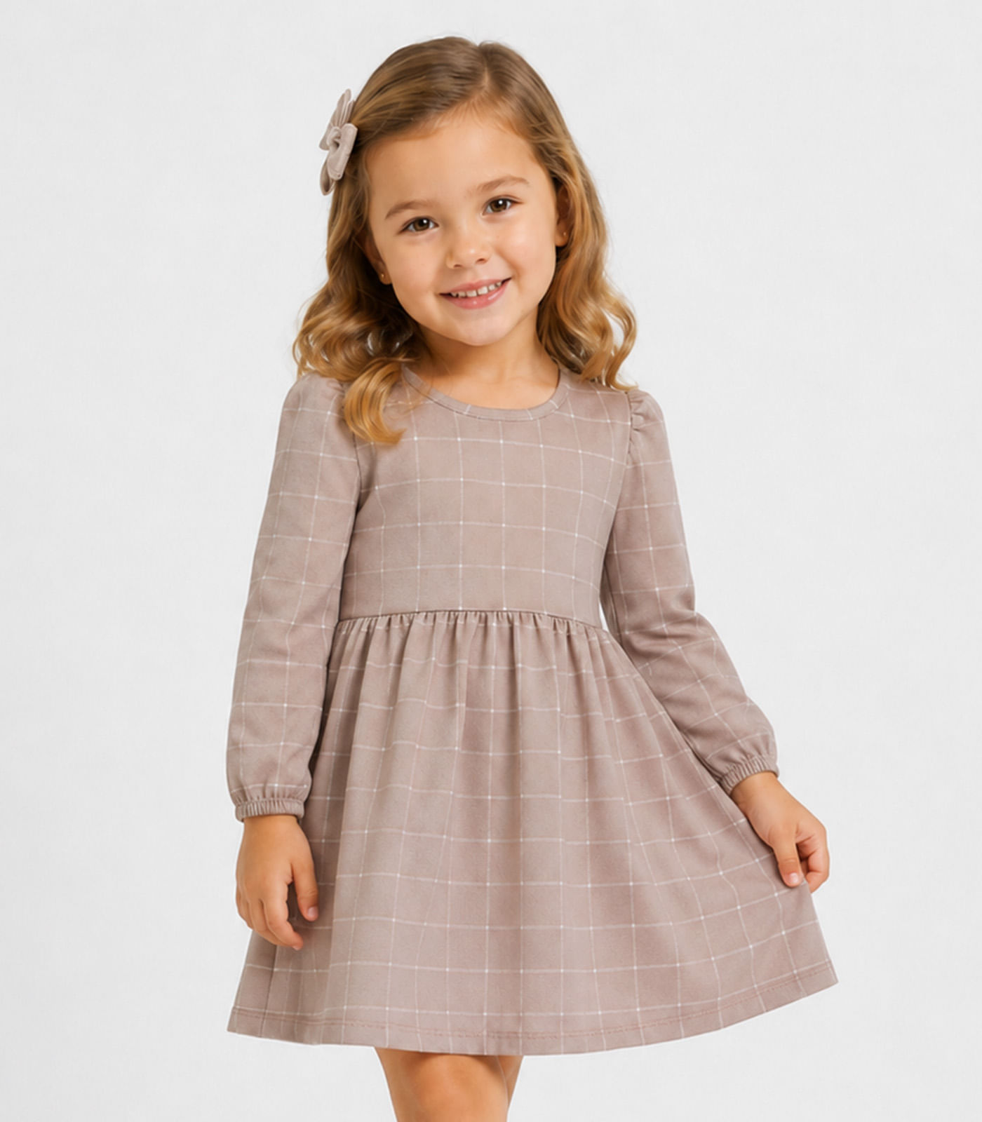 Vestido Infantil Moletinho Flufy Estampado Select Marrom