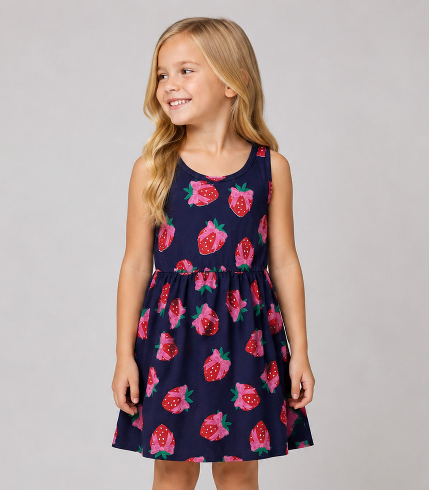 Vestido Infantil Meia Malha Estampado Select Azul