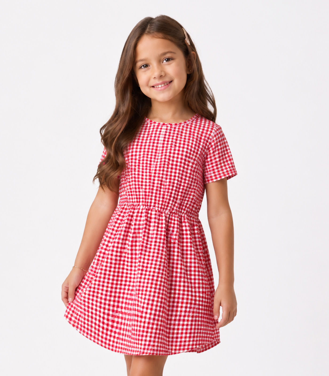 Vestido Curto Infantil Estampado Select Vermelho