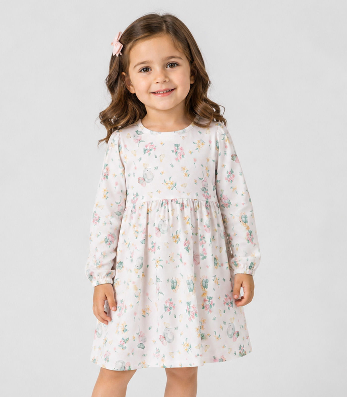 Vestido Infantil Moletinho Flufy Estampado Select Bege
