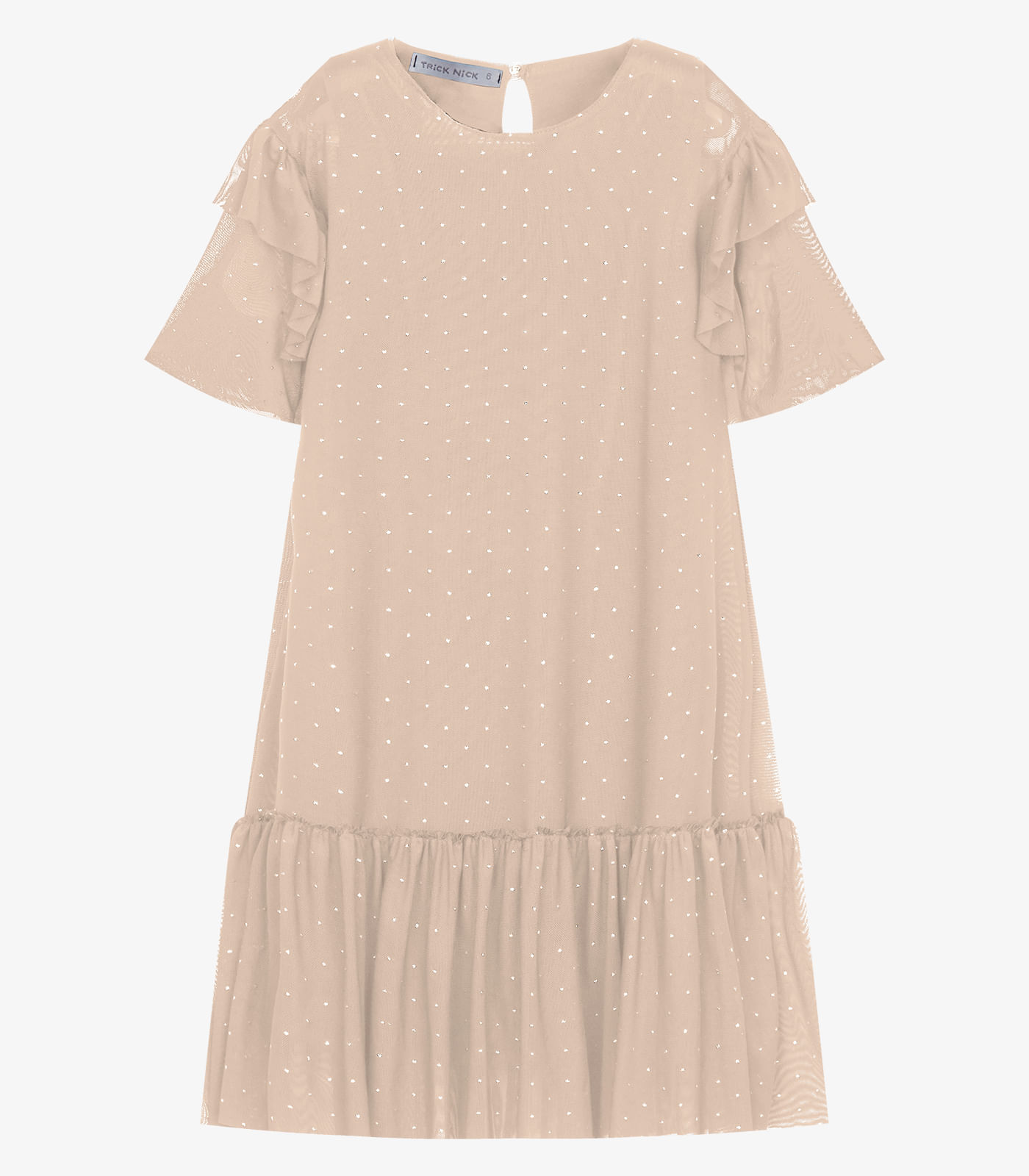 Vestido Infantil Meia Malha Estampado Trick Nick Rosa