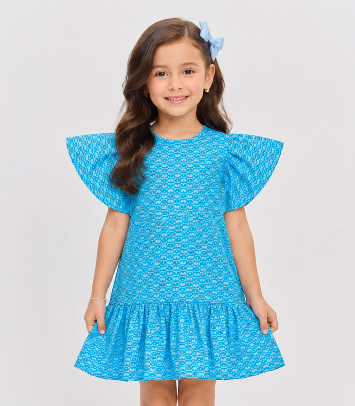 Vestido Feminino Infantil Em Jacquard Vegas Select Azul