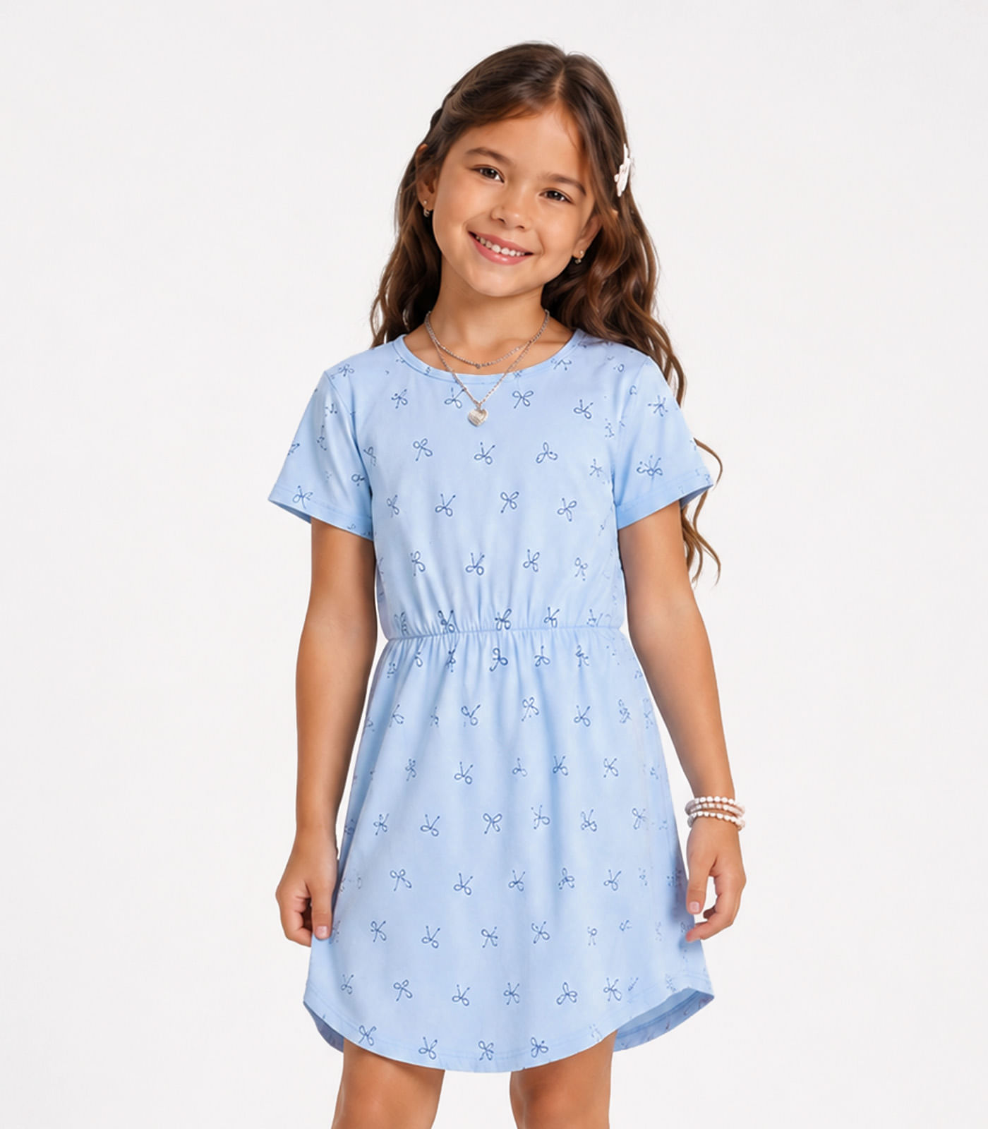 Vestido Curto Infantil Estampado Select Azul