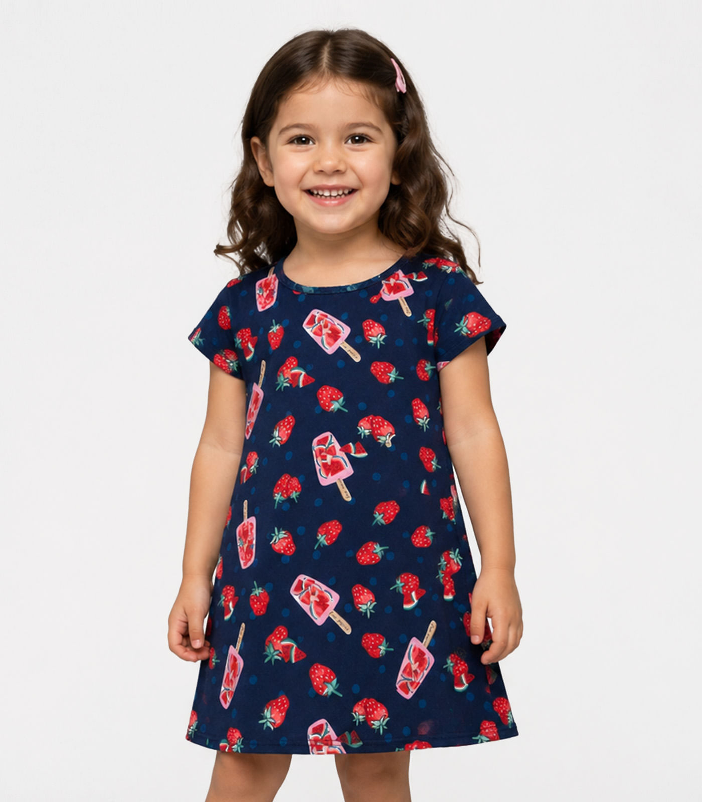 Vestido Feminino Infantil Em Crepe Soft Select Azul