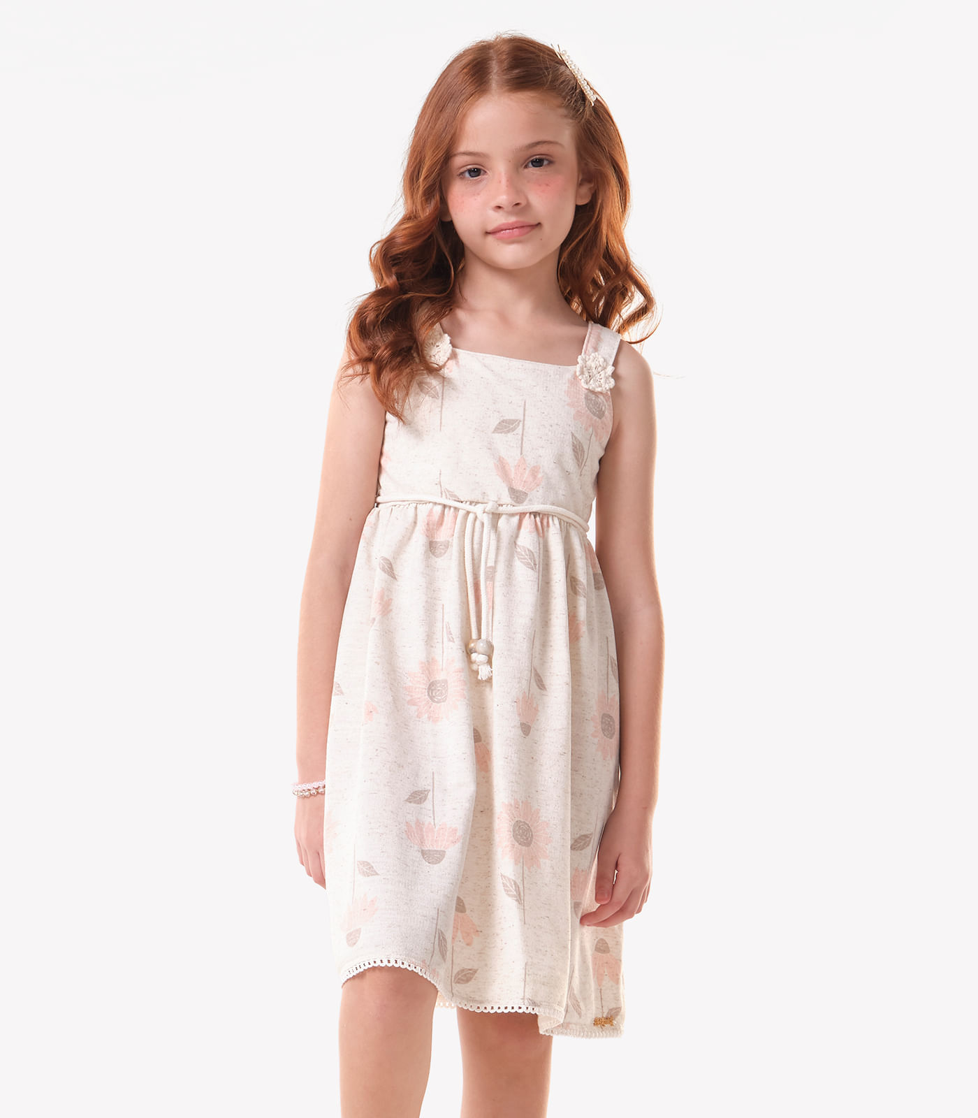 Vestido Infantil Moletinho Estampado Trick Nick Bege