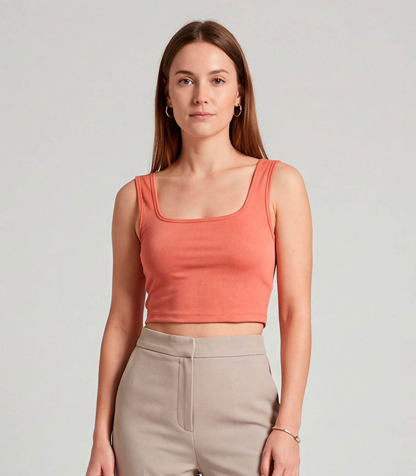 Top Feminino Com Decote Quadrado Infinita Cor Laranja
