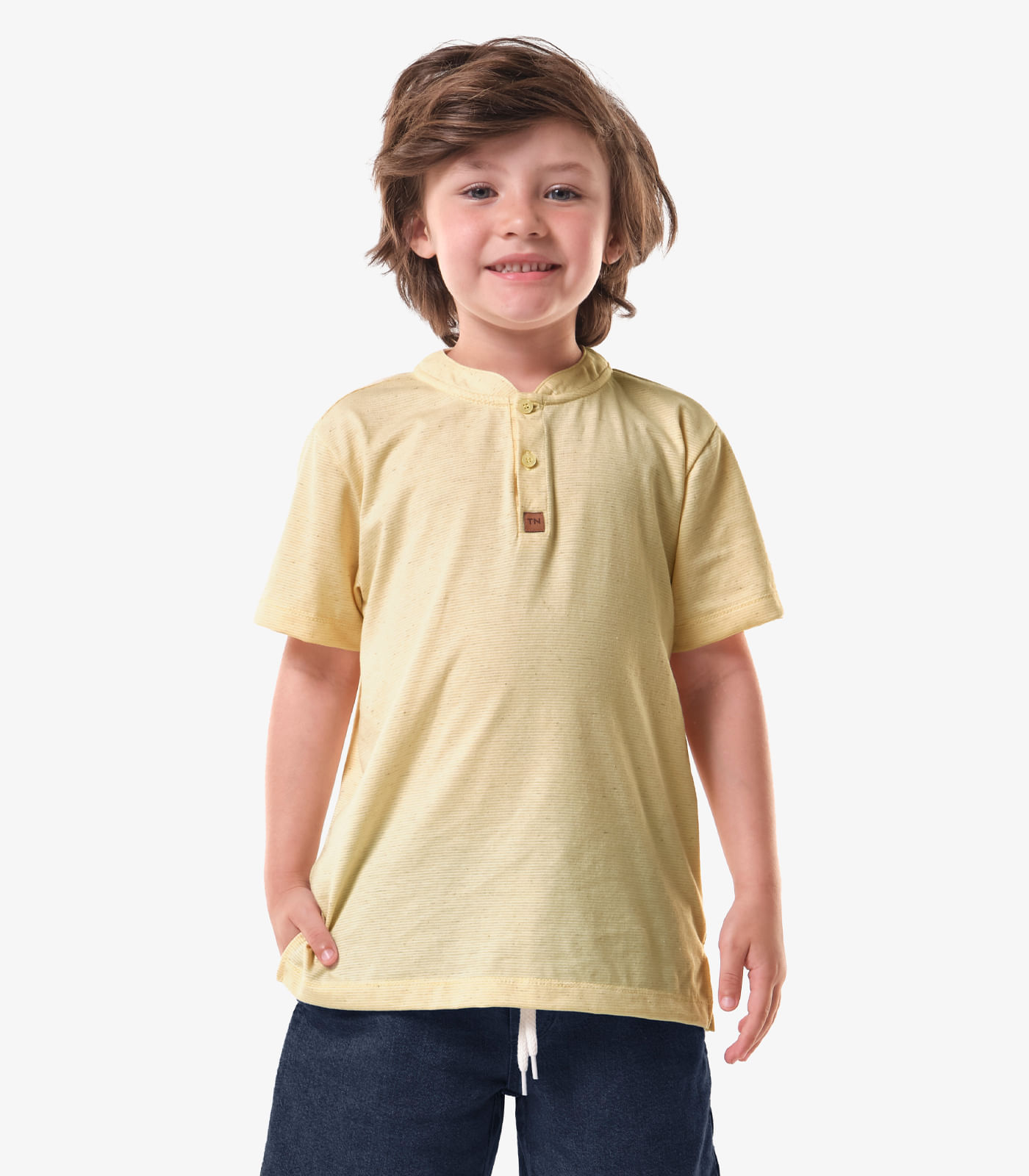 Camiseta Infantil  Masculina Meia Malha Trick Nick Amarelo