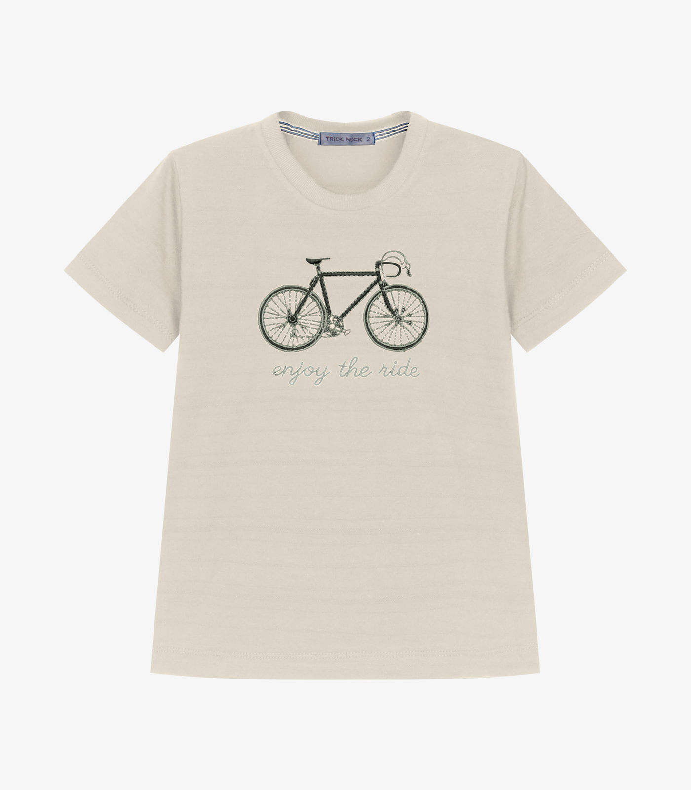 Camiseta Infantil Meia Malha Estampa Trick Nick Bege