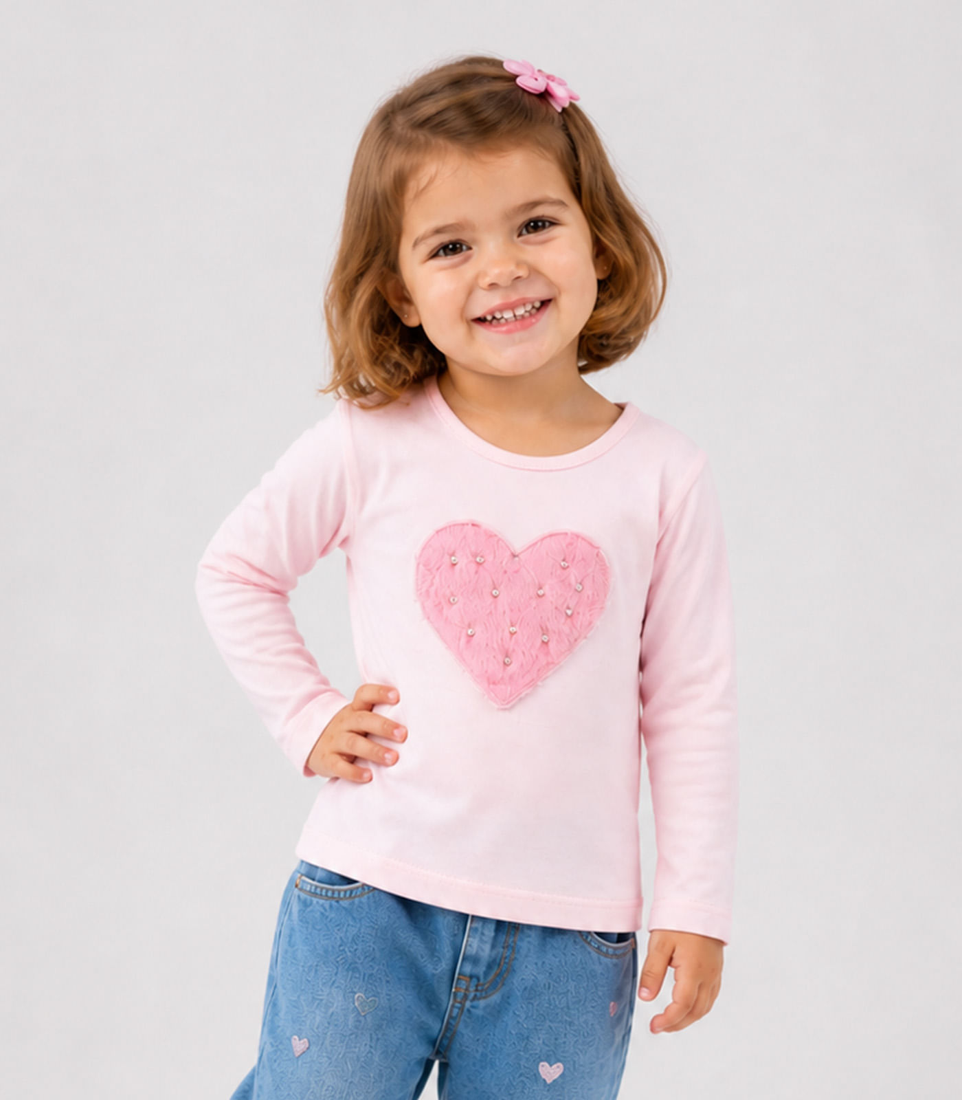 Blusa Manga Longa Feminina Infantil Select Rosa