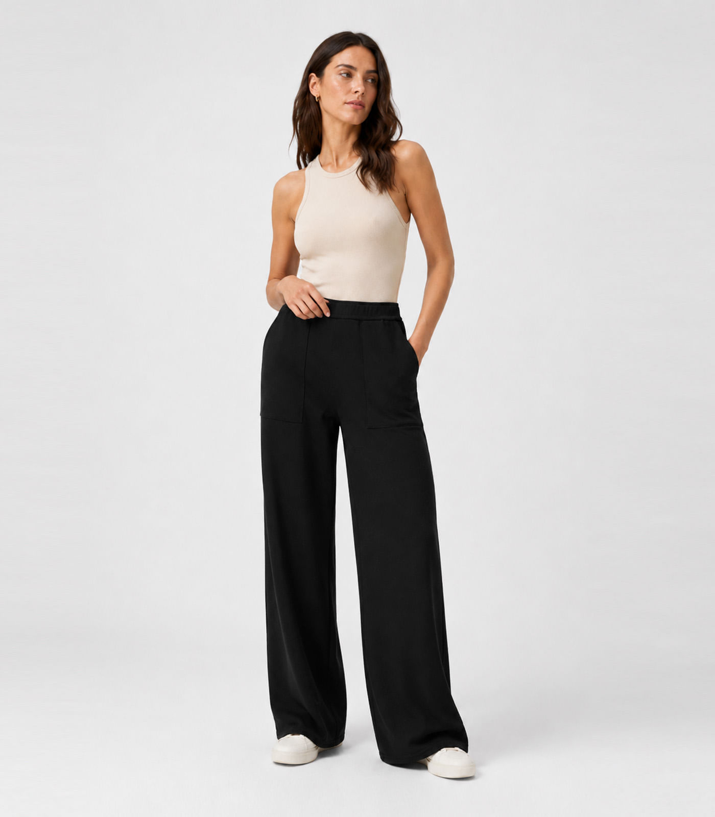 Calça Feminina Em Moletom Com Bolsos Rovitex Preto