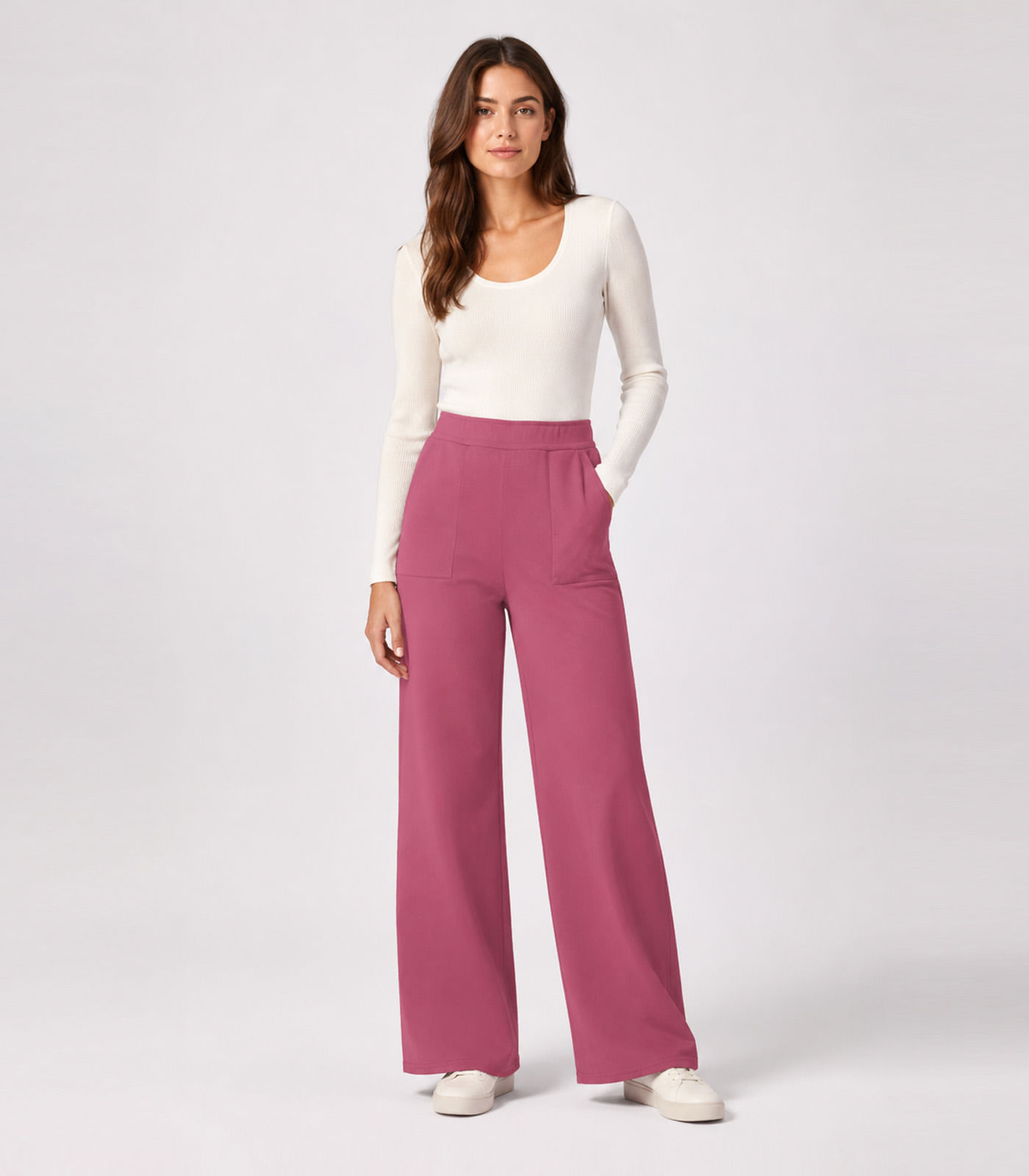 Calça Feminina Em Moletom Com Bolsos Rovitex Rosa