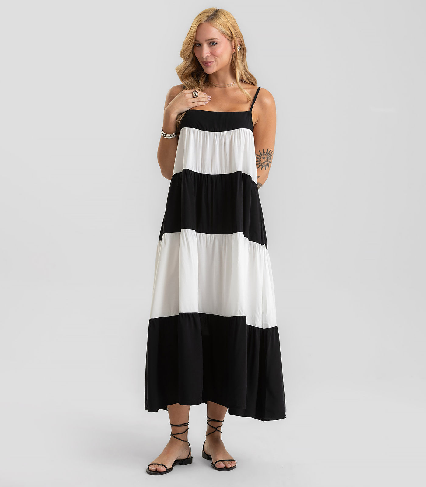 Vestido Longo Feminino Em viscose Khyara Dianna Preto