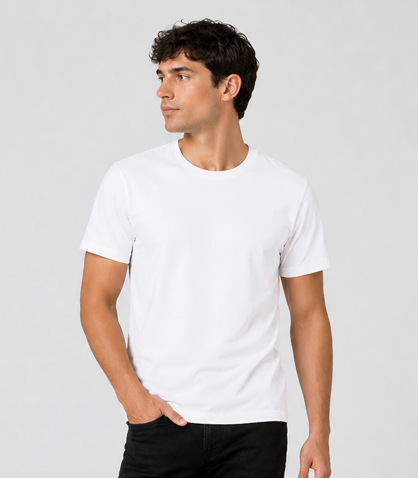 Camiseta Masculina Plus Size Lisa Select Branco
