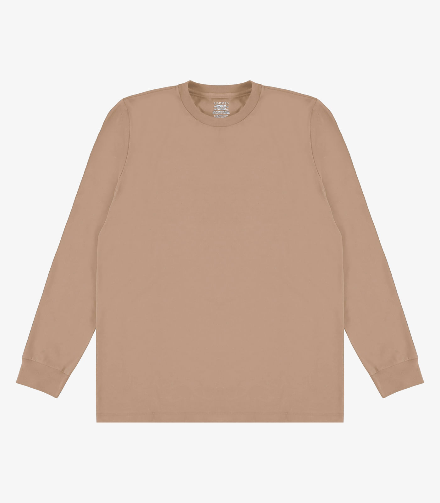 Camiseta Manga Longa Meia Malha Básico Diametro Marrom