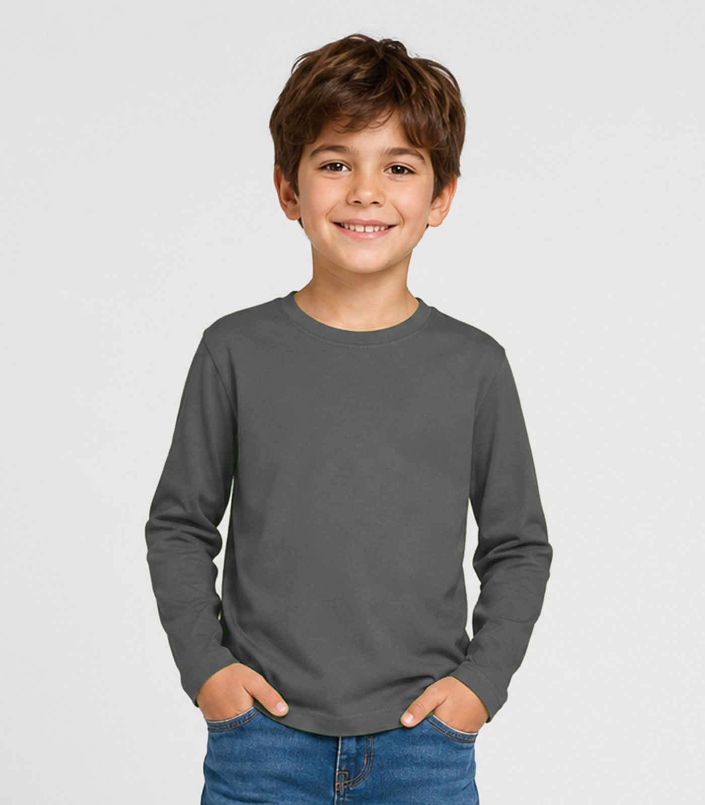 Camiseta Manga Longa Infantil Masculina Select Cinza