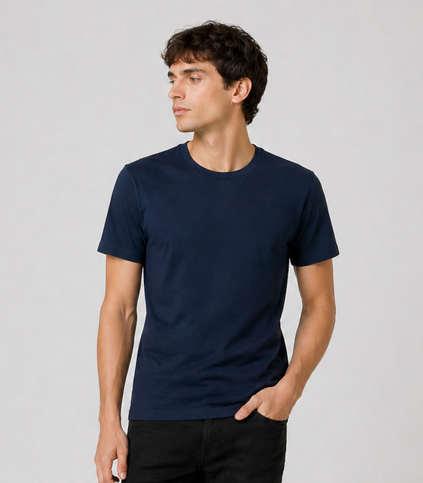Camiseta Masculina Plus Size Lisa Select Azul