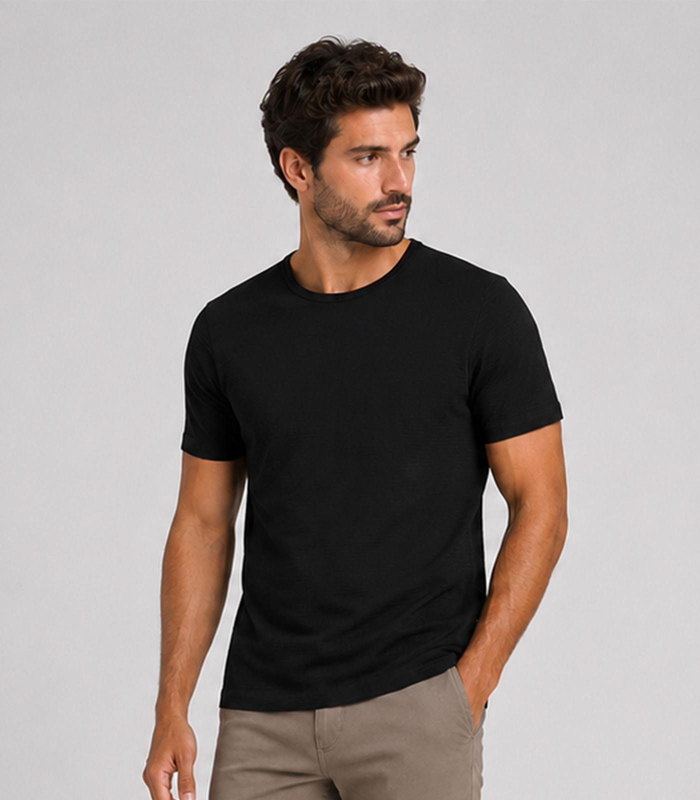 Camiseta Masculina Meia Malha Texturizada Select Preto