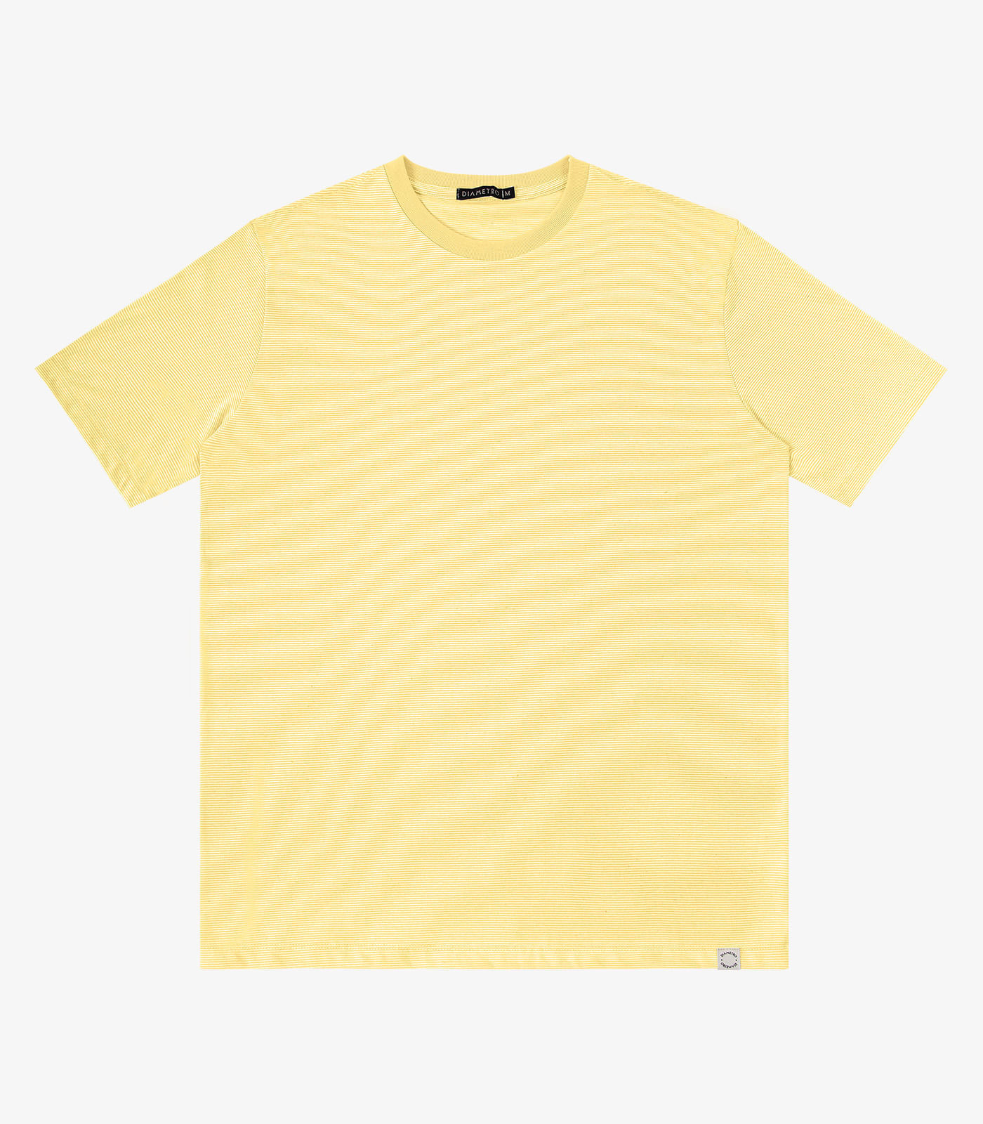 Camiseta Masculina Meia Malha Listrada Linho Amarelo