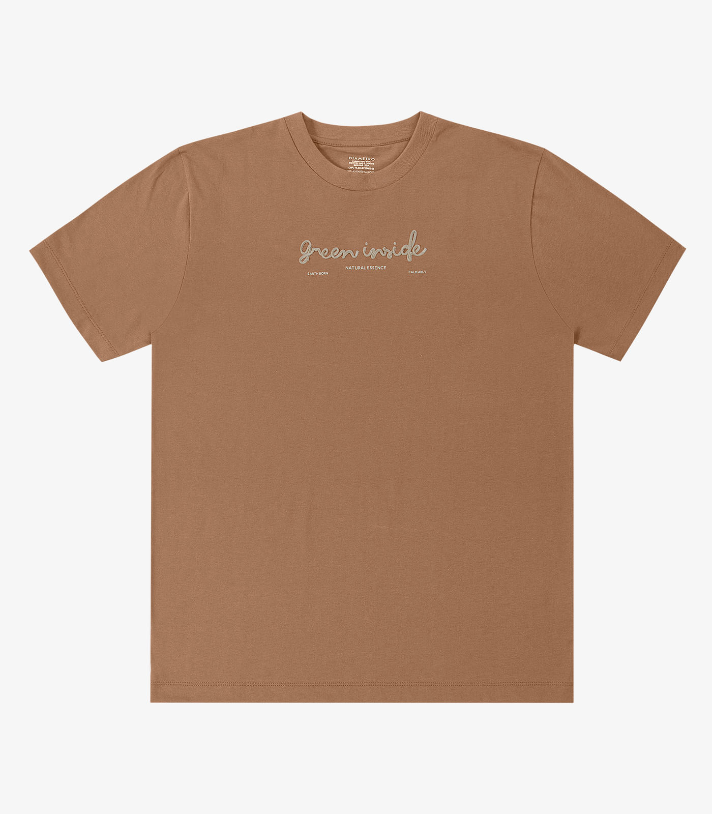 Camiseta Masculina Meia Malha Com Estampa Diametro Marrom