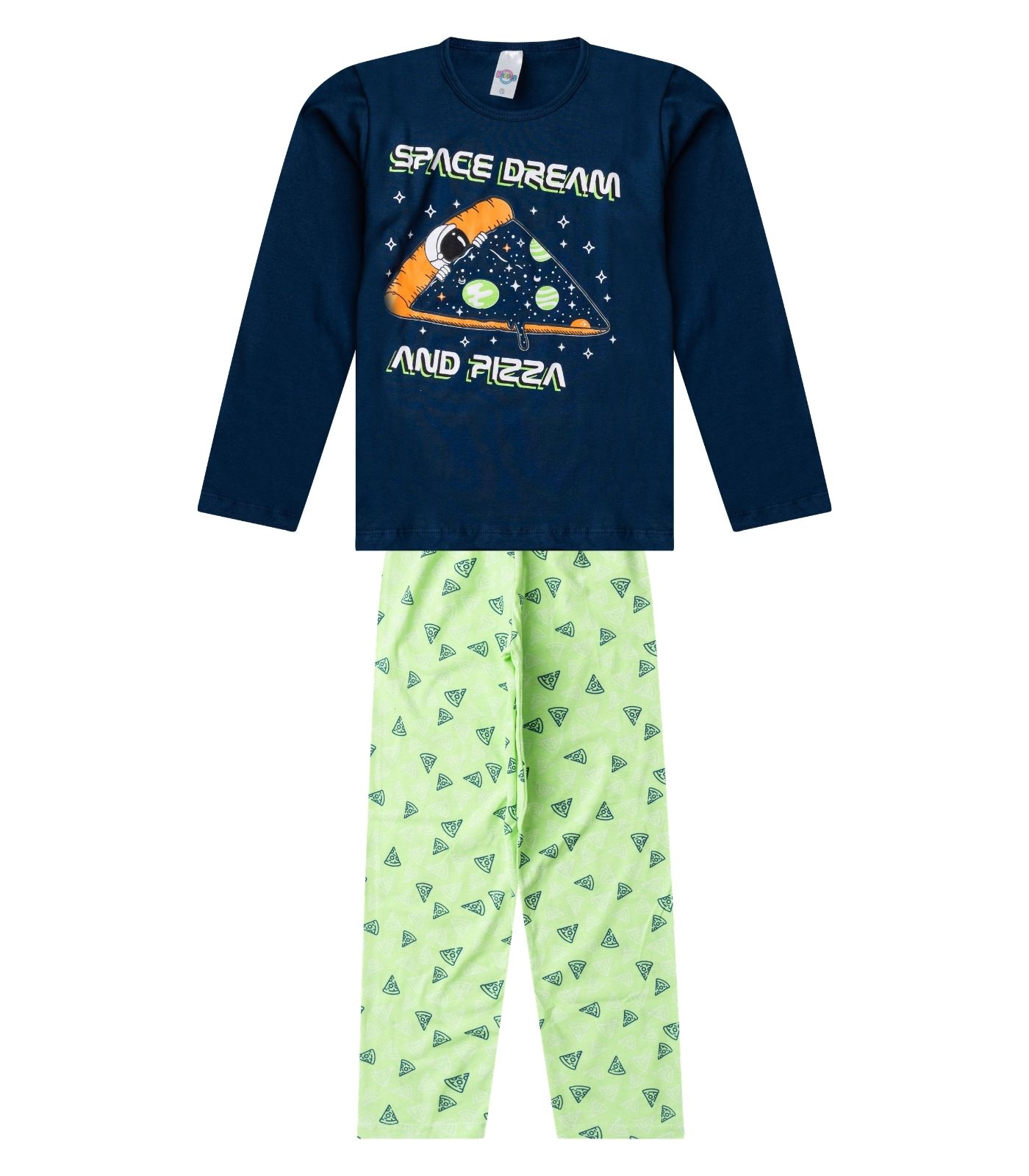 Pijama Menino Manga Longa Meia Malha Select Azul