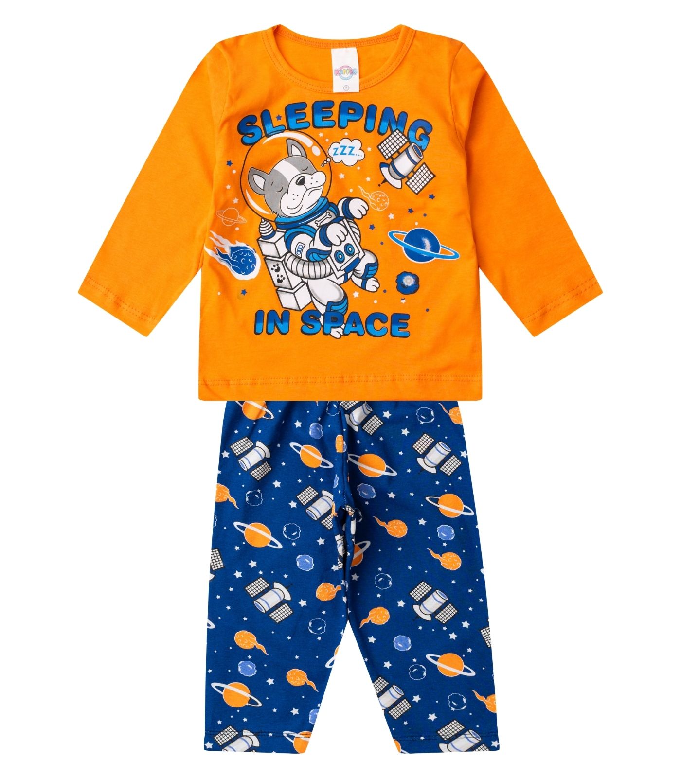 Pijama Menino Manga Longa Meia Malha Select Laranja