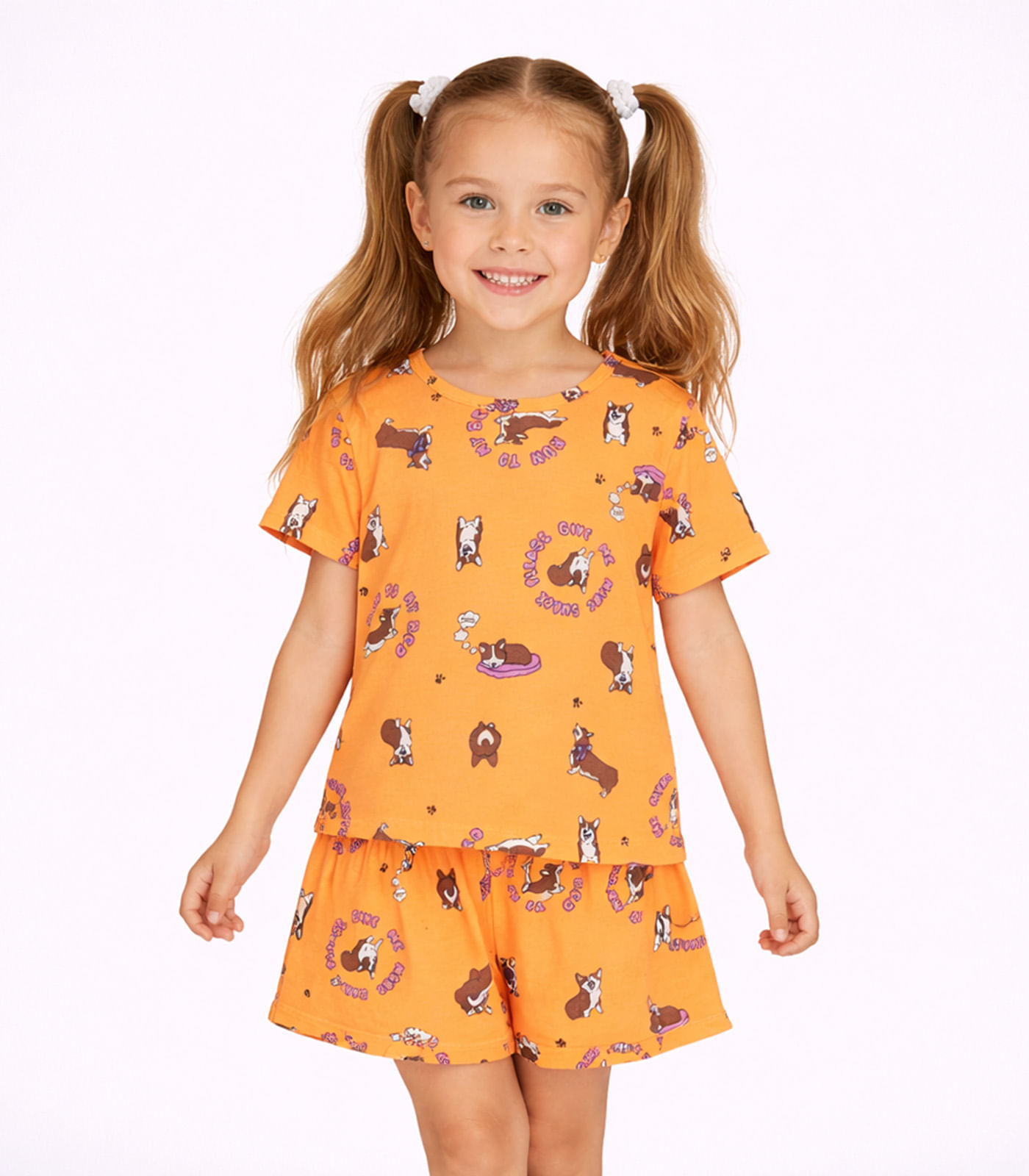 Pijama Menina Infantil Estampado Select Laranja