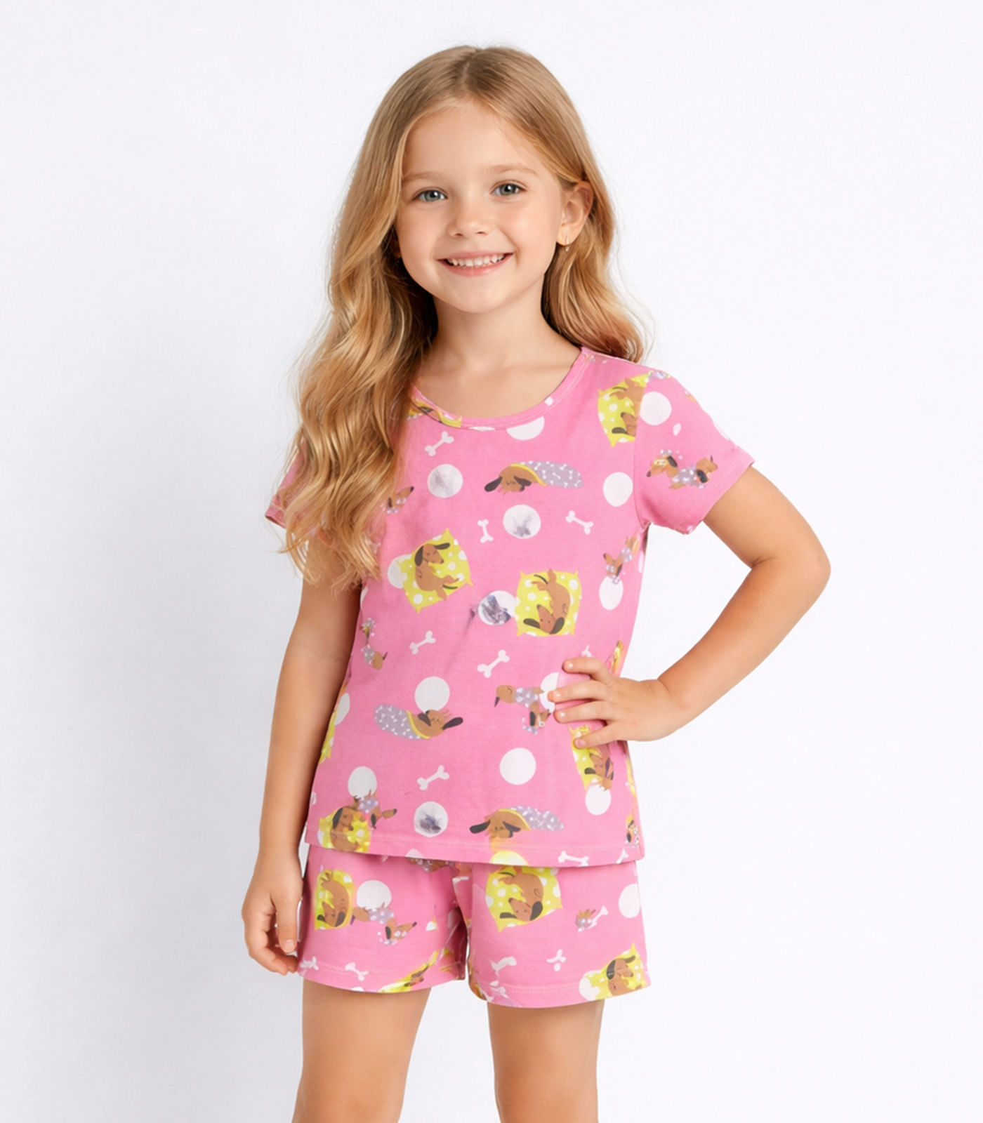 Pijama Menina Infantil Estampado Select Rosa