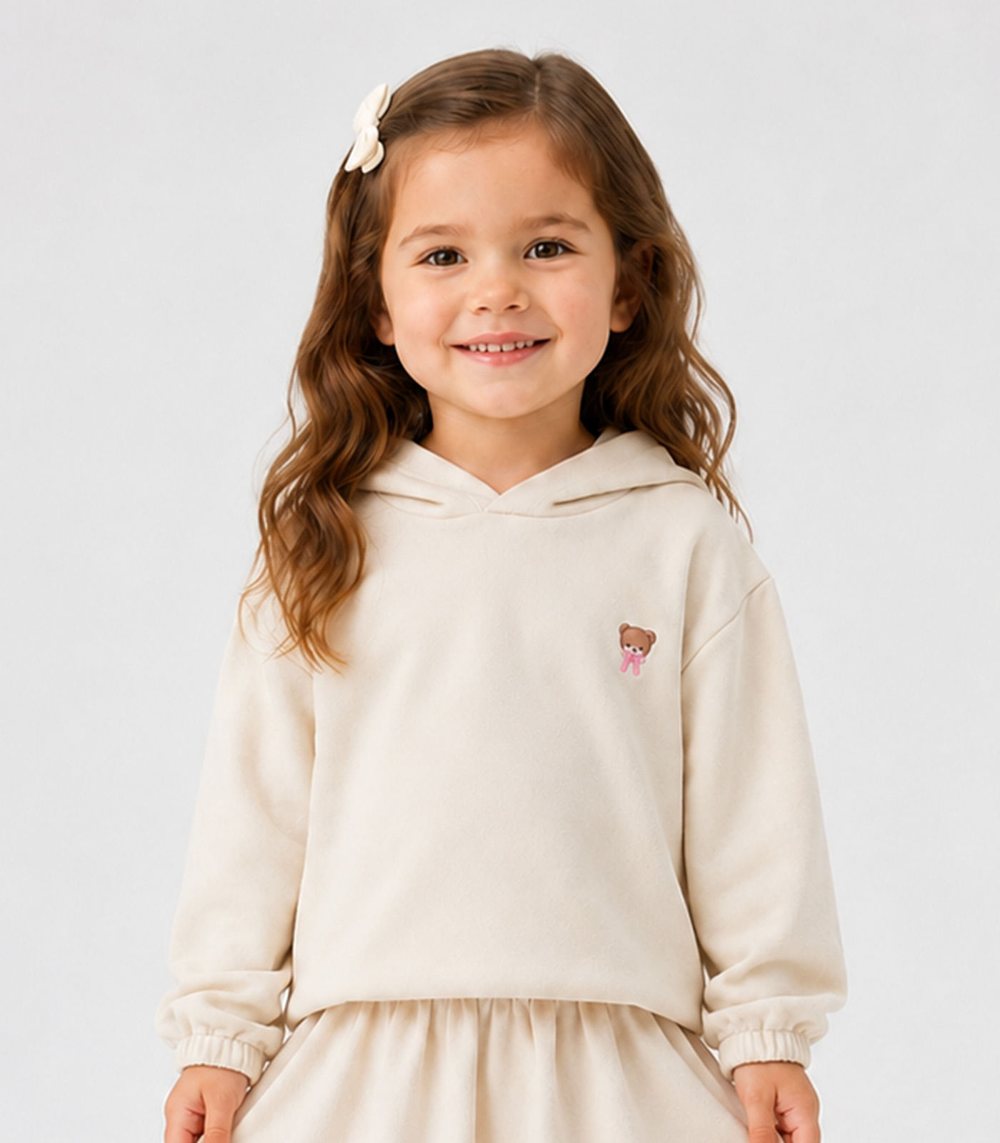 Blusão Com Capuz Infantil Feminino Moletom Select Bege