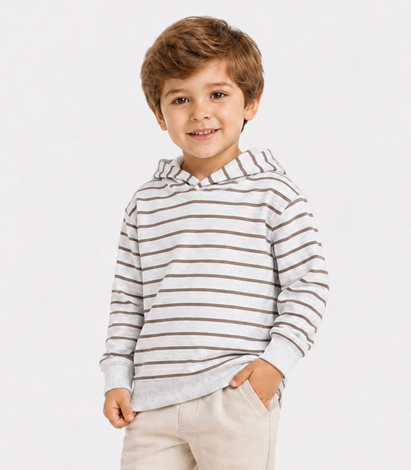 Blusão Com Capuz Infantil Listrado Select Marrom