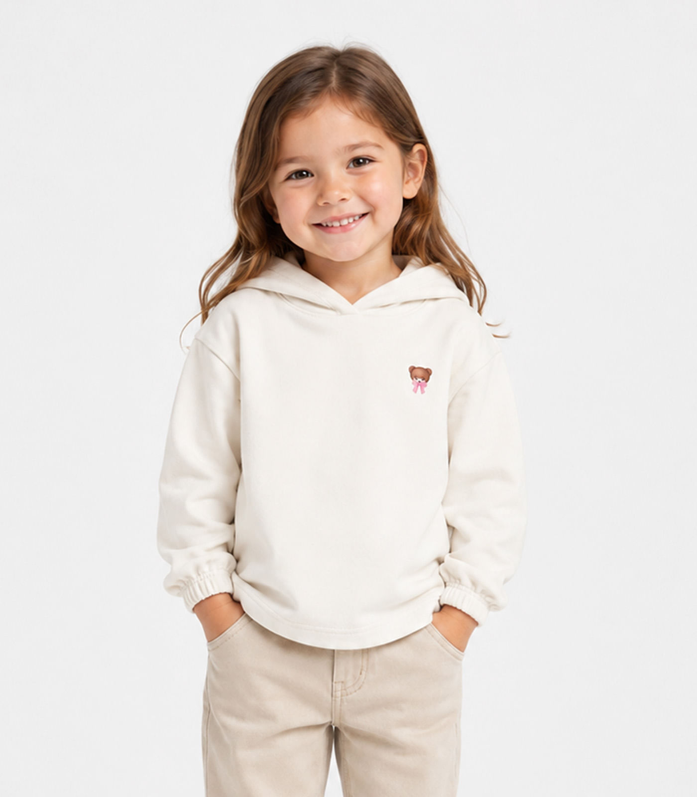 Blusão Com Capuz Infantil Feminino Moletom Select Bege