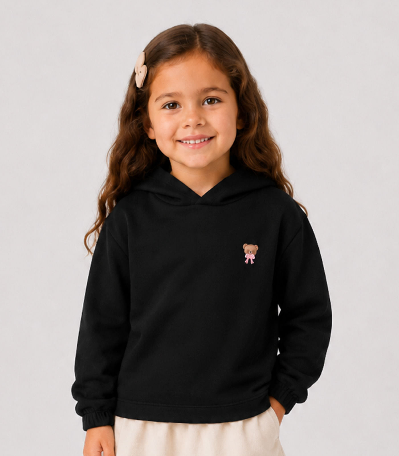 Blusão Com Capuz Infantil Feminino Moletom Select Preto