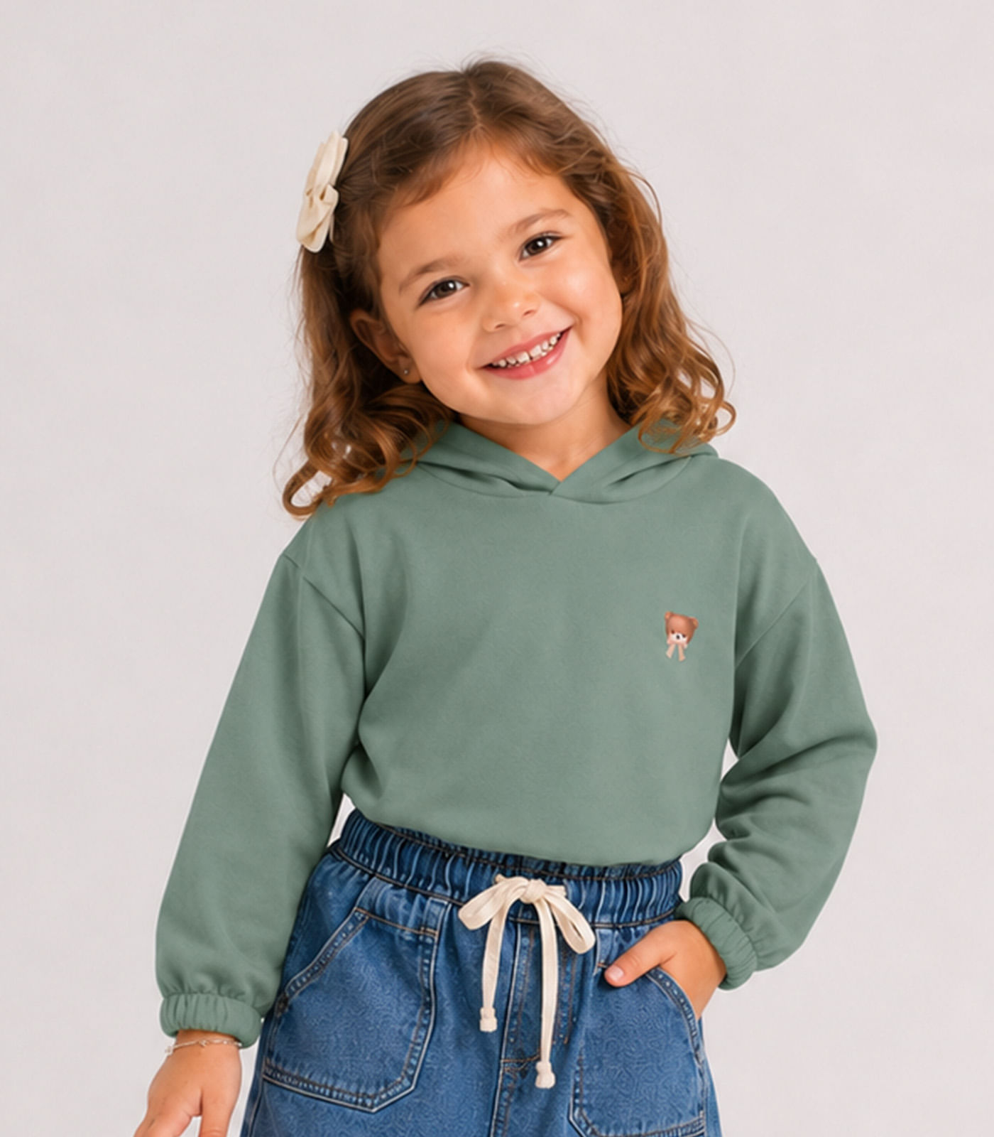 Blusão Com Capuz Infantil Feminino Moletom Select Verde