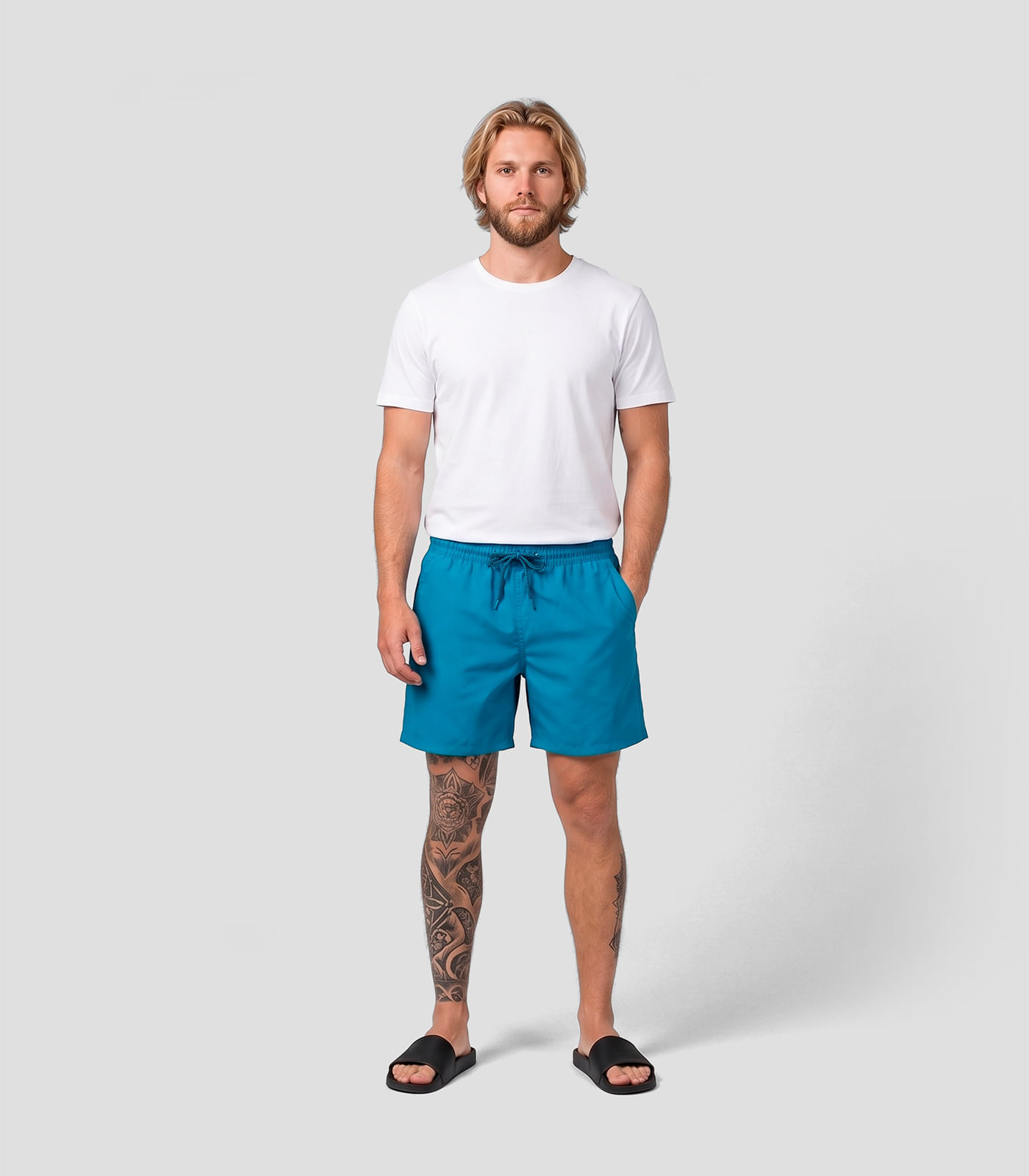 Bermuda Masculina Com Bolsos De Tactel Select Azul