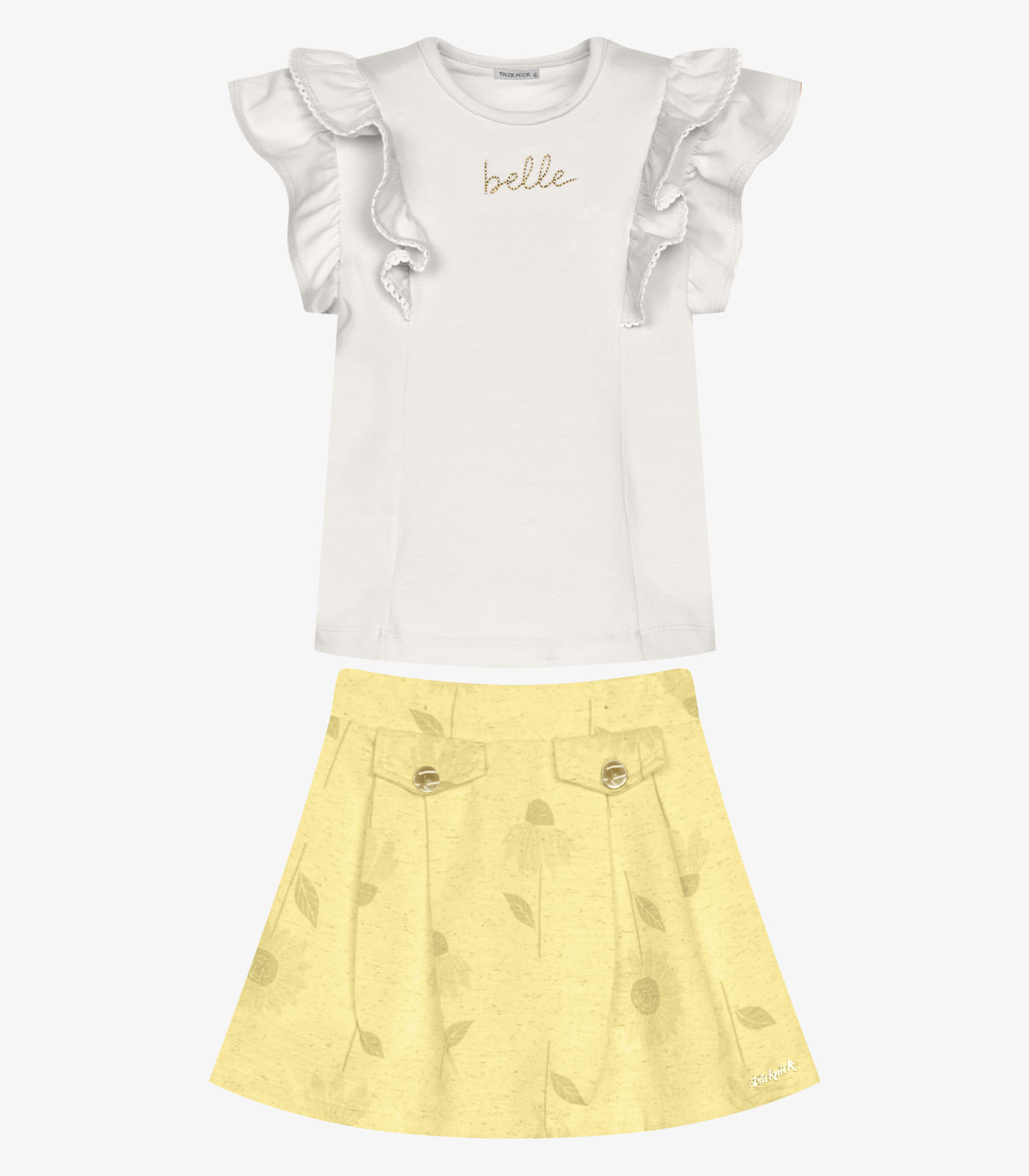 Conjunto Infantil Blusa Com Saia Trick Nick Bege