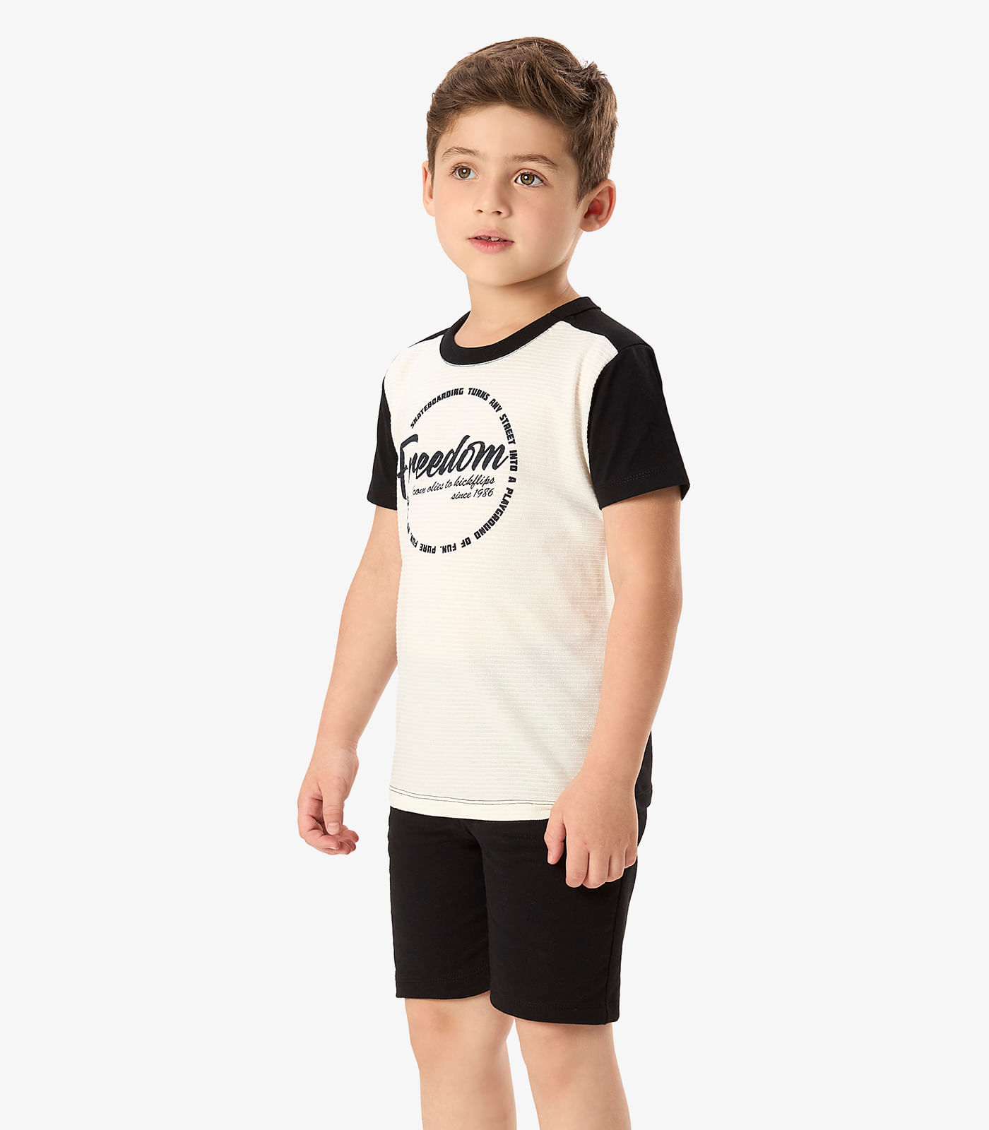 Conjunto Camiseta Com Bermuda Infantil Rovi Kids Preto