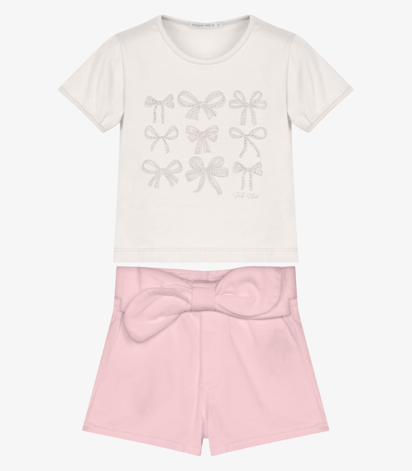 Conjunto Infantil Blusa Com Shorts Trick Nick Bege