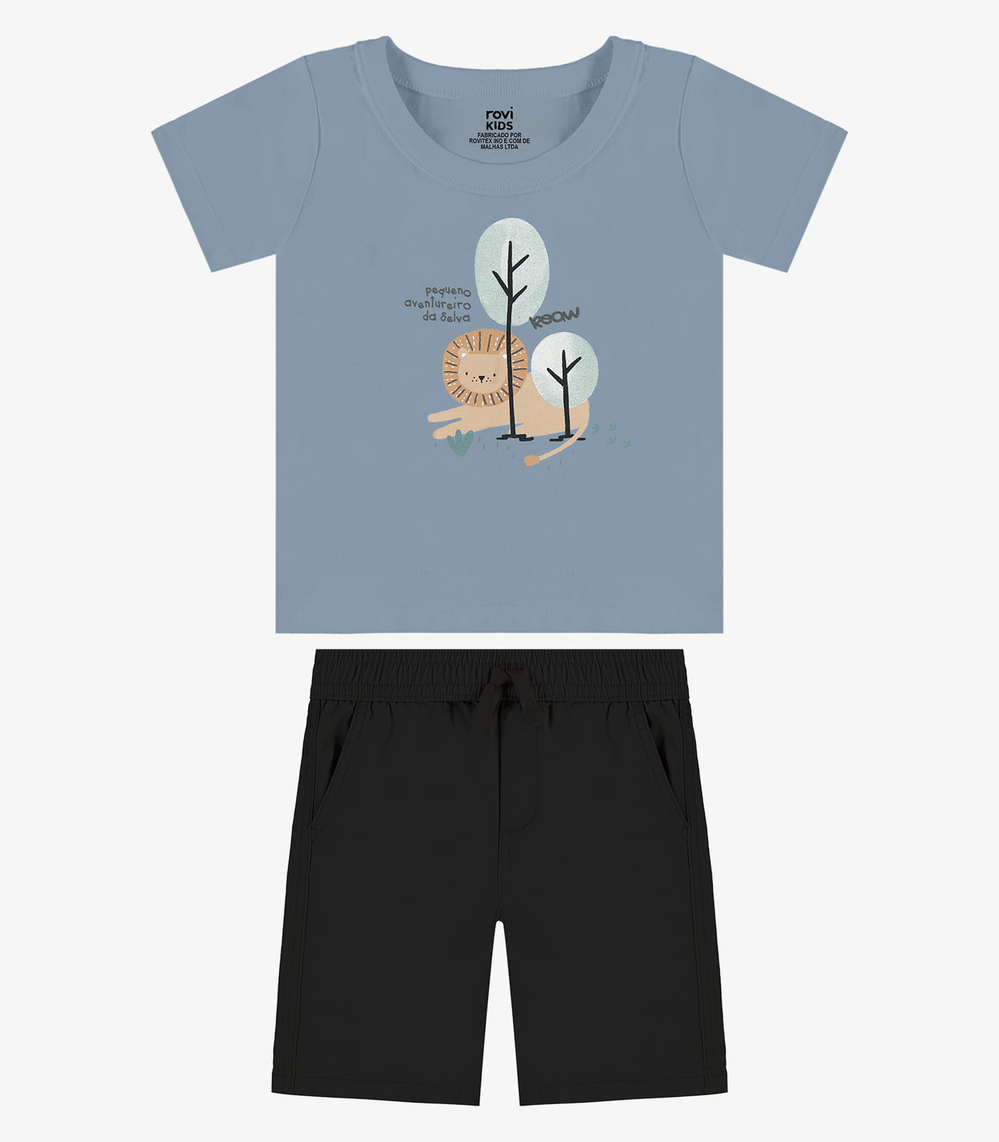 Conjunto Camiseta Com Bermuda Infantil Rovi Kids Azul