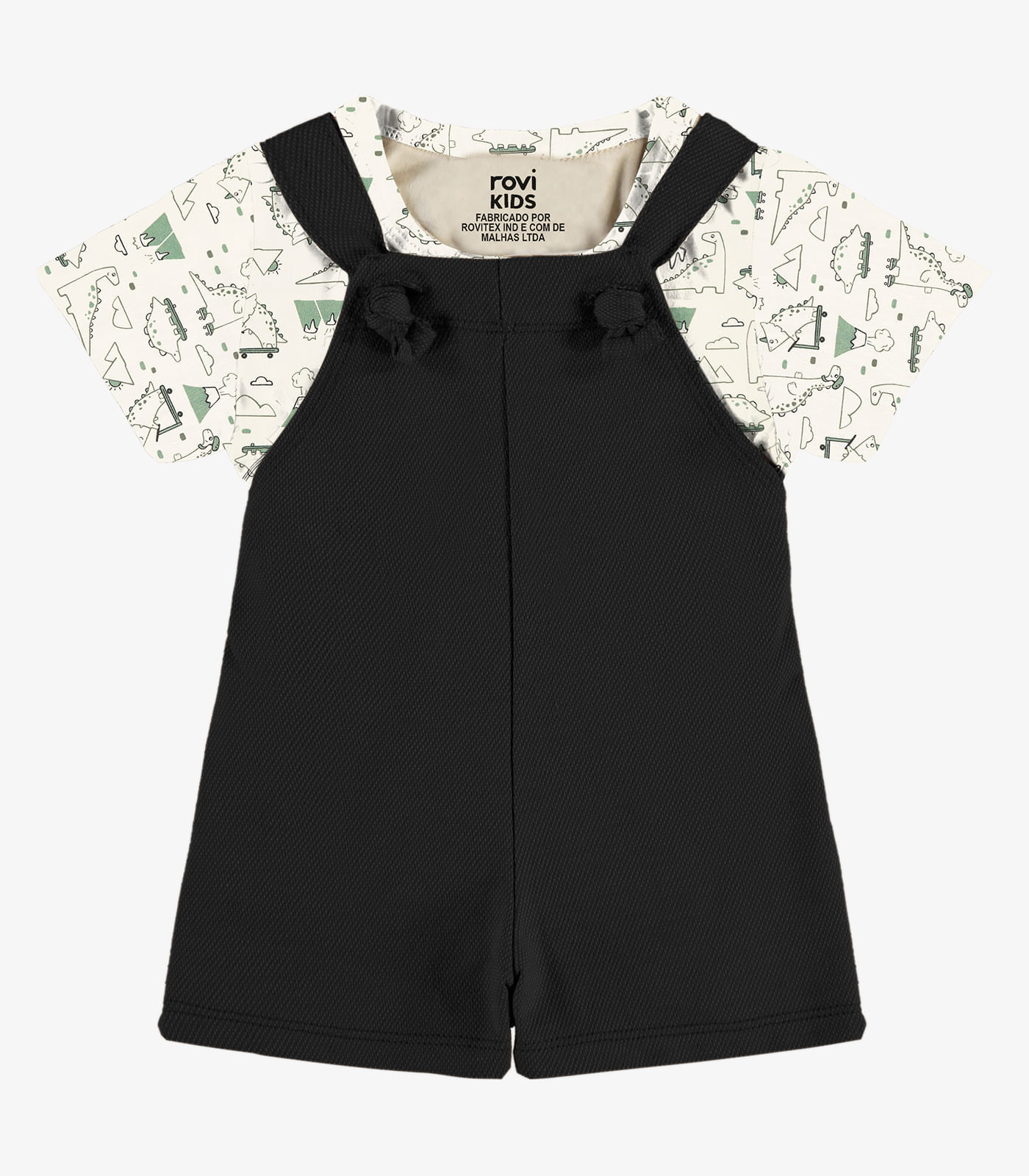 Conjunto Camiseta E Jardineira Infantil Rovi Kids Bege