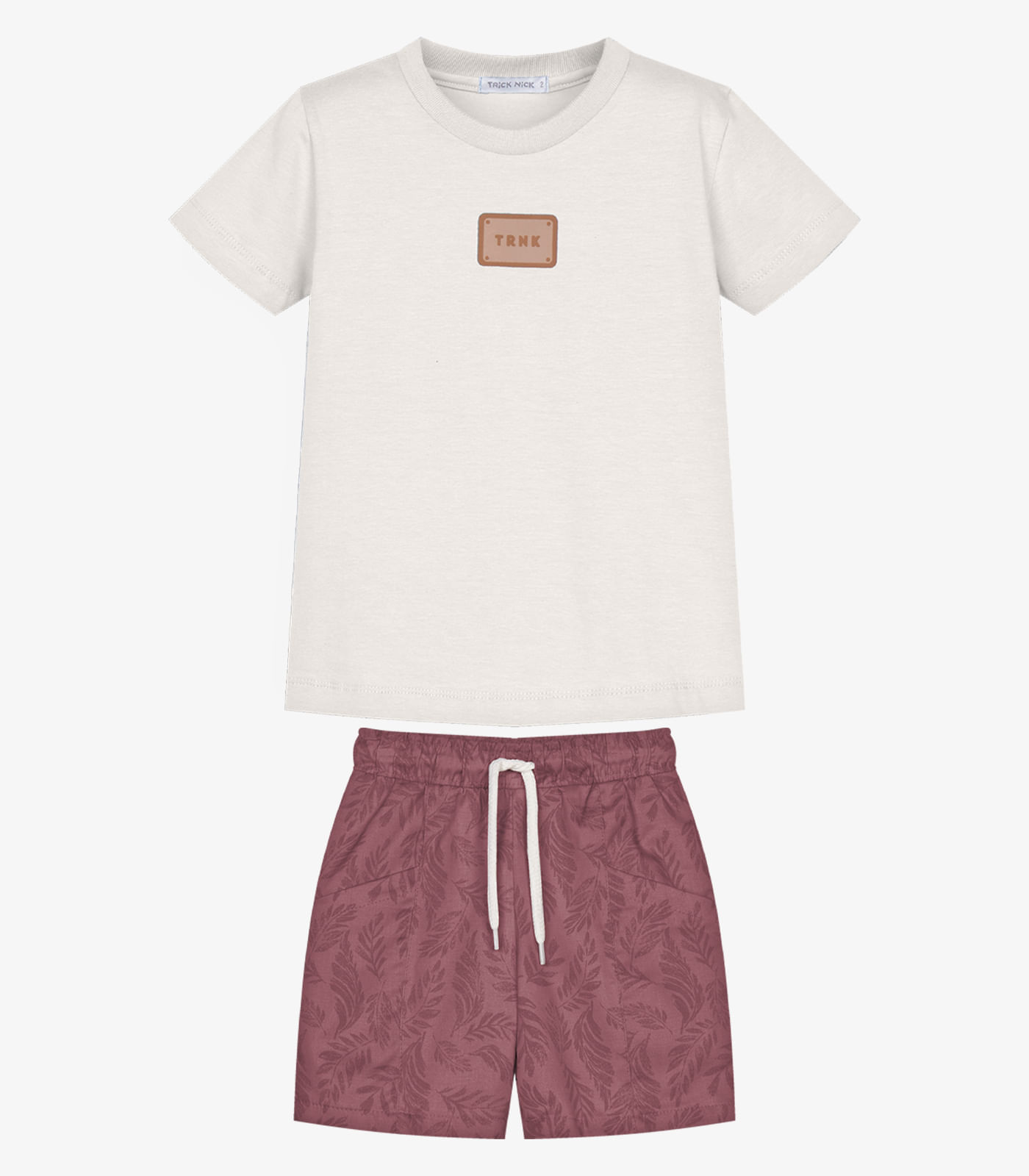 Conjunto Camiseta Cotton Com Bermuda Trick Nick Bege