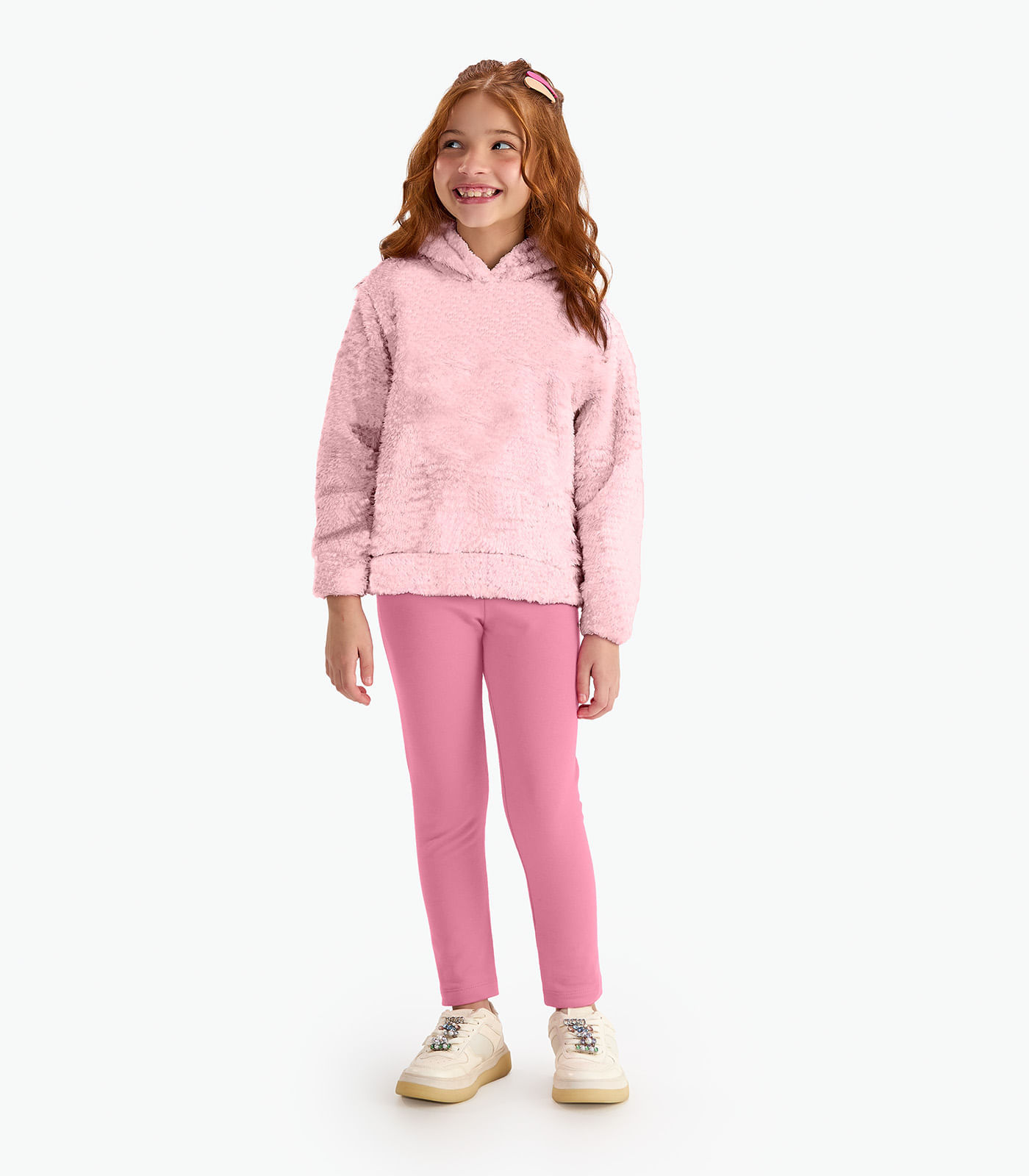 Conjunto Blusão Com Legging Feminino Rovi Kids Rosa