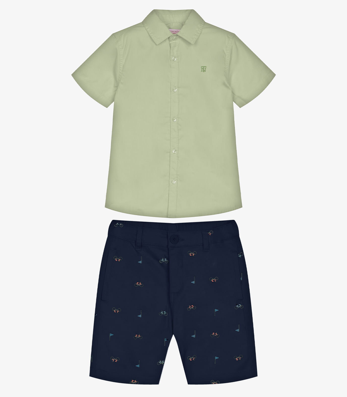 Conjunto Infantil Camisa Com Bermuda Trick Nick Verde
