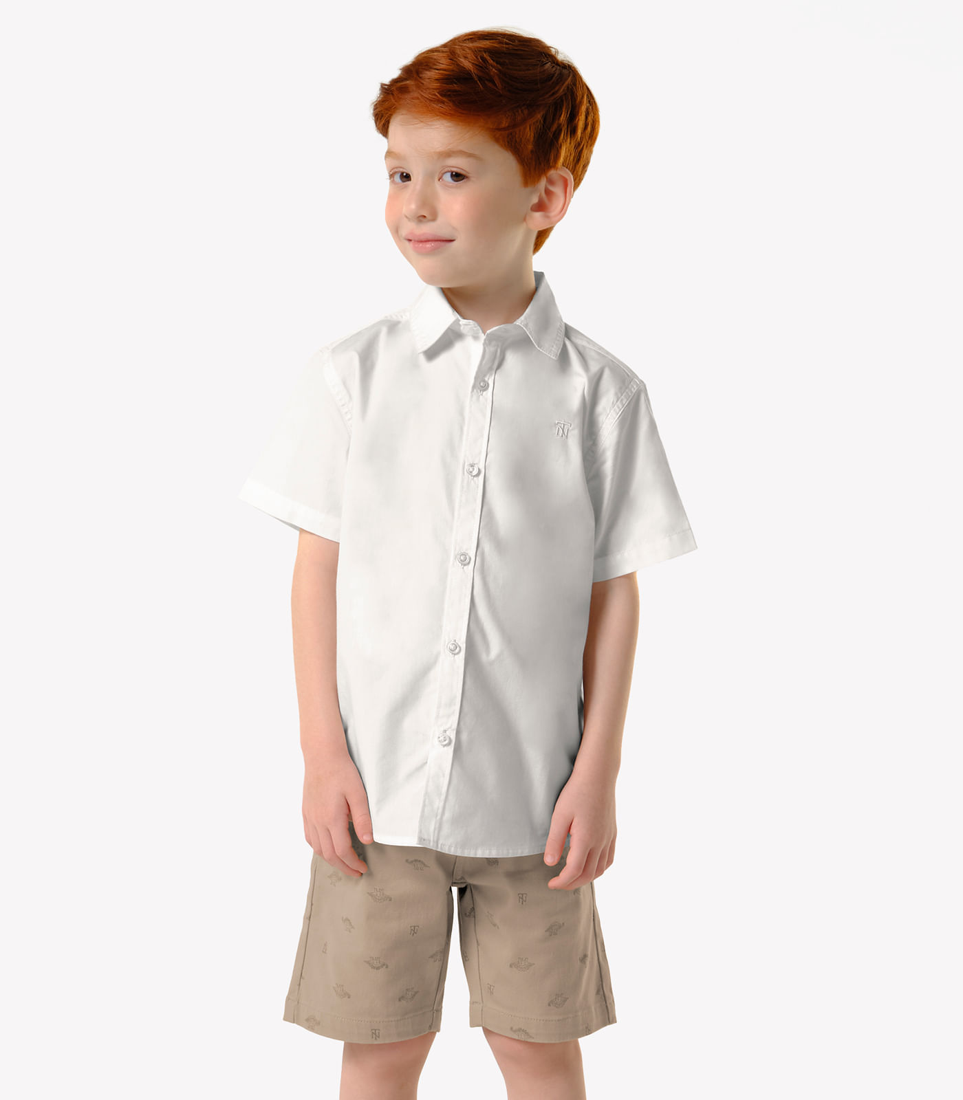 Conjunto Infantil Camisa Com Bermuda Trick Nick Bege