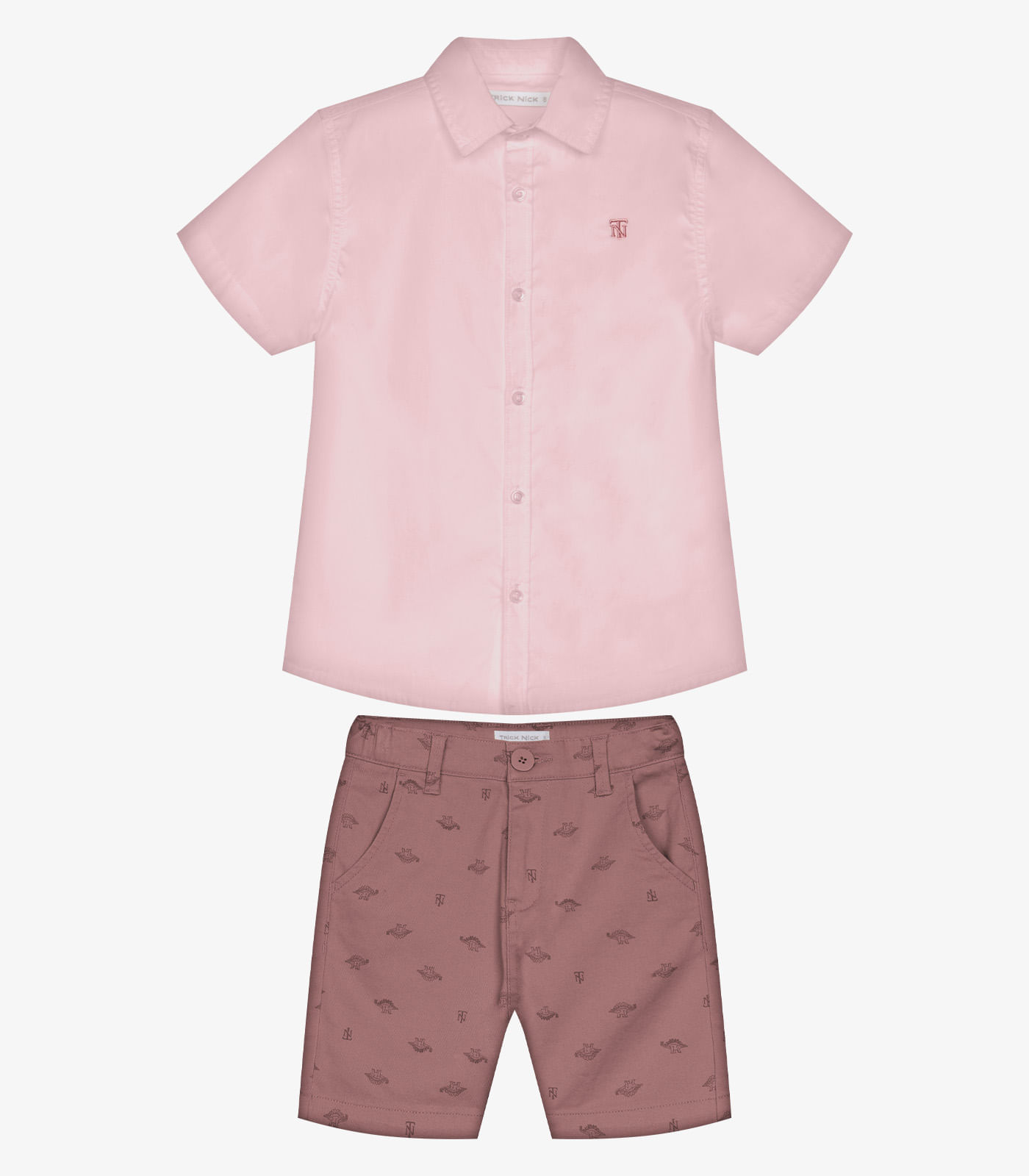 Conjunto Infantil Camisa Com Bermuda Trick Nick Rosa