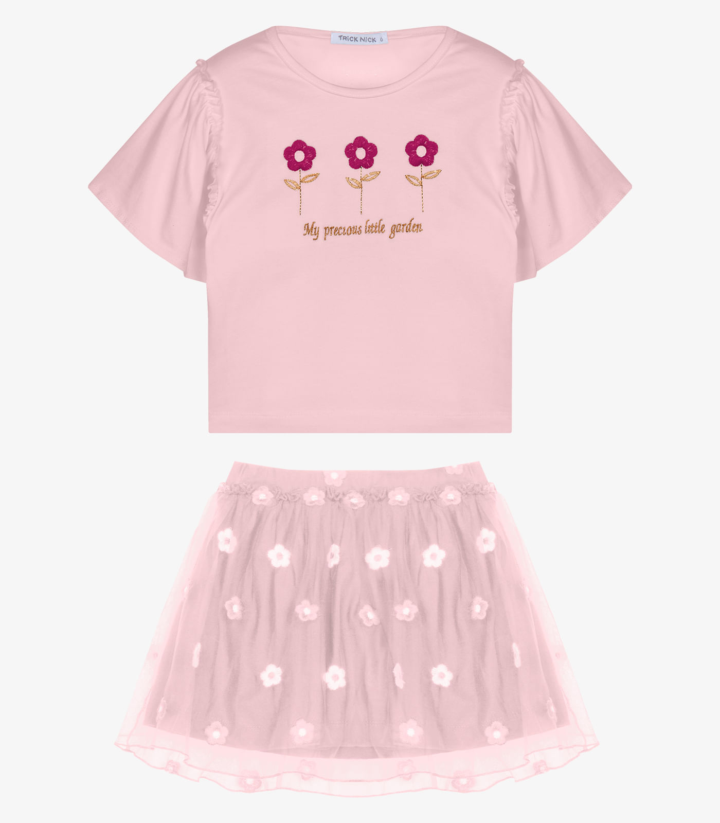 Conjunto Infantil Blusa Com Saia Trick Nick Rosa