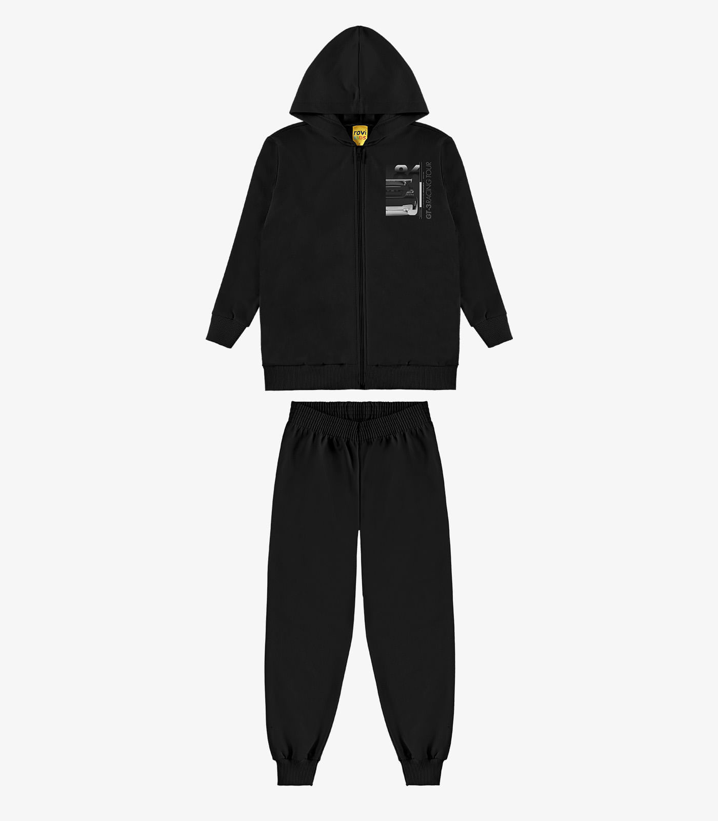Conjunto Jaqueta Com Capuz E Calça Rovi Kids Preto
