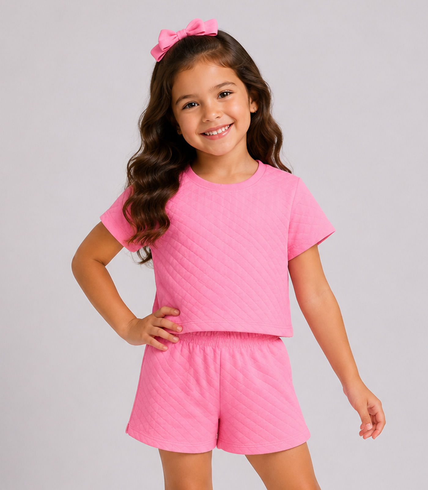 Conjunto Feminino infantil Blusa e Short Select Rosa